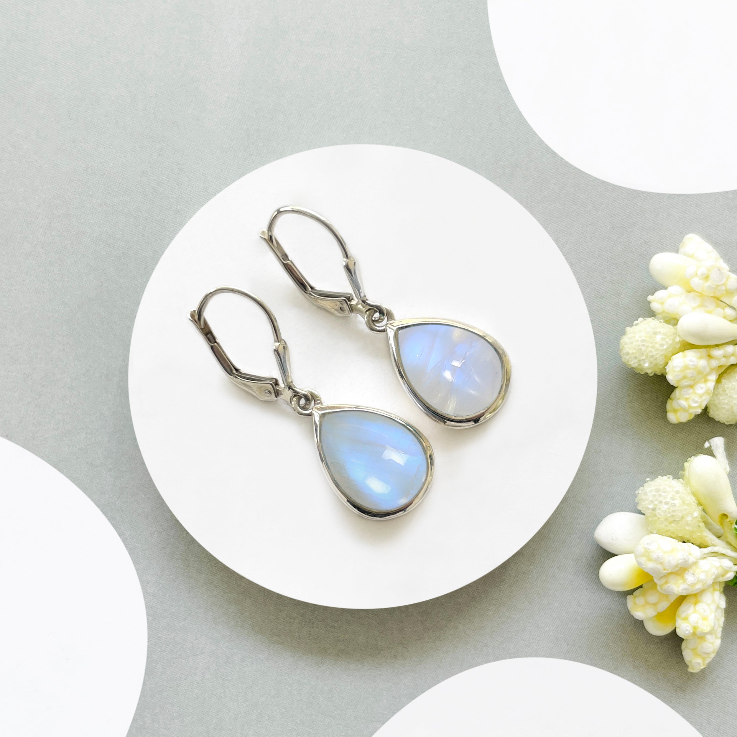 Moonstone Leverback Earring-(RBM-SE-731.)