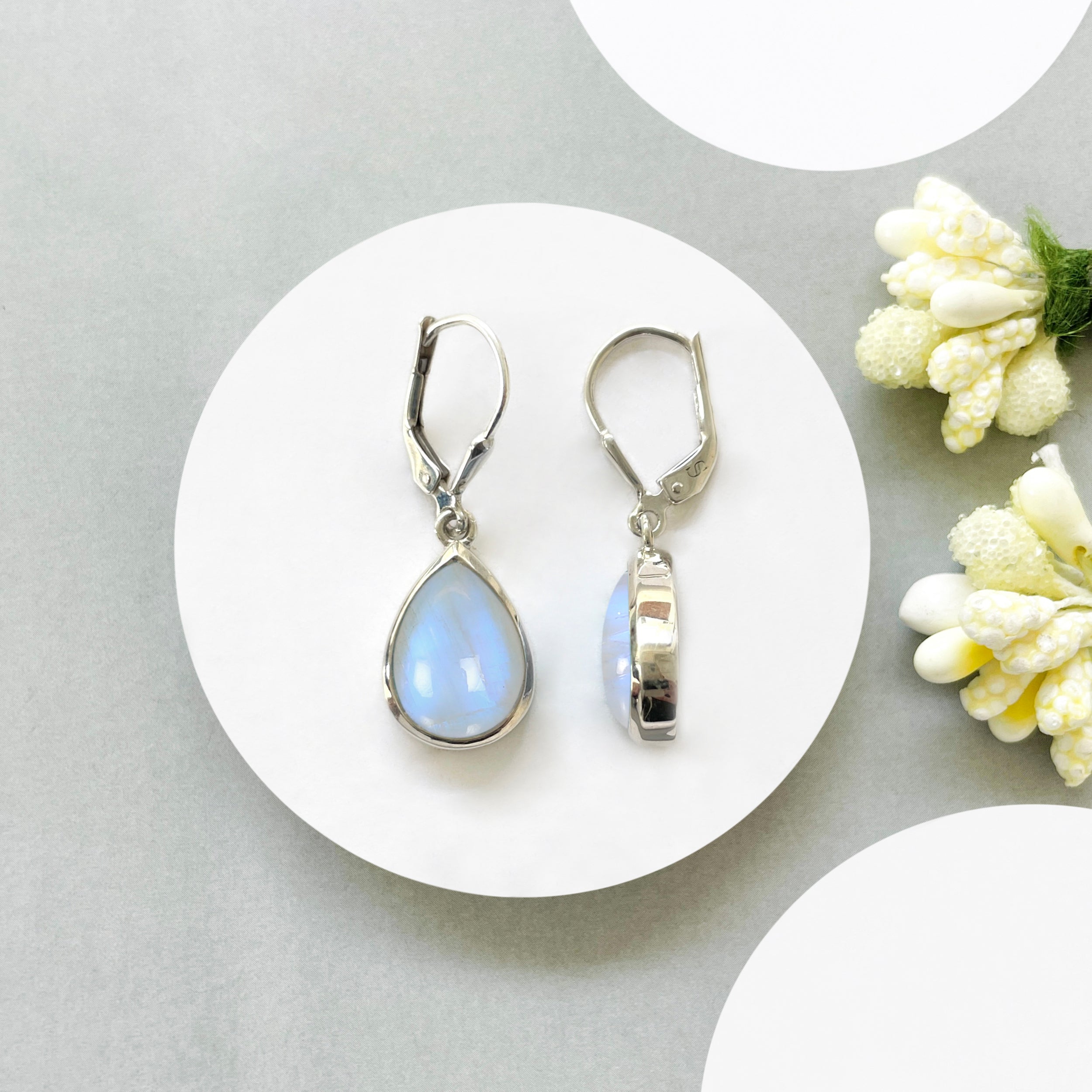 Moonstone Leverback Earring-(RBM-SE-731.)