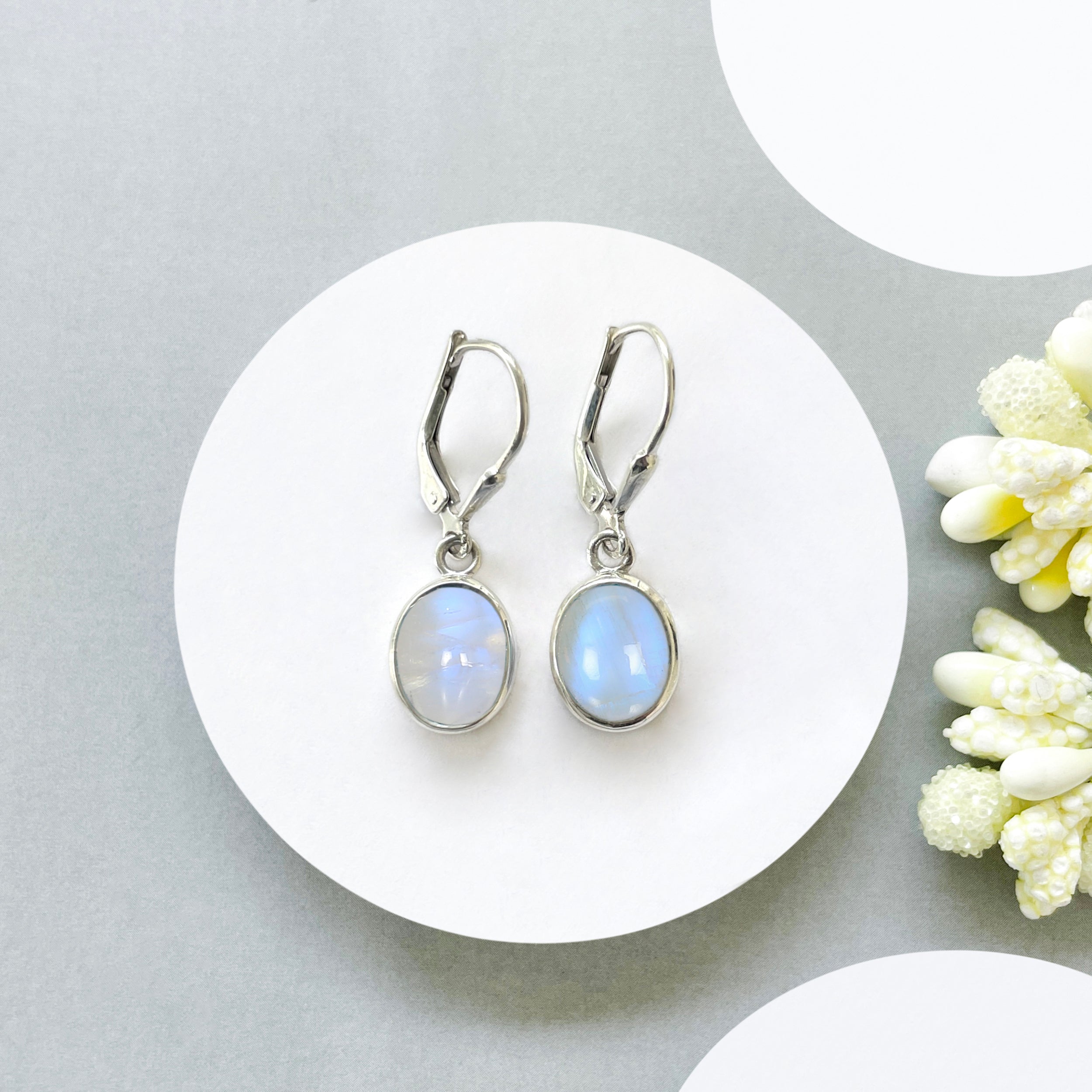 Moonstone Leverback Earring-(RBM-SE-829.)
