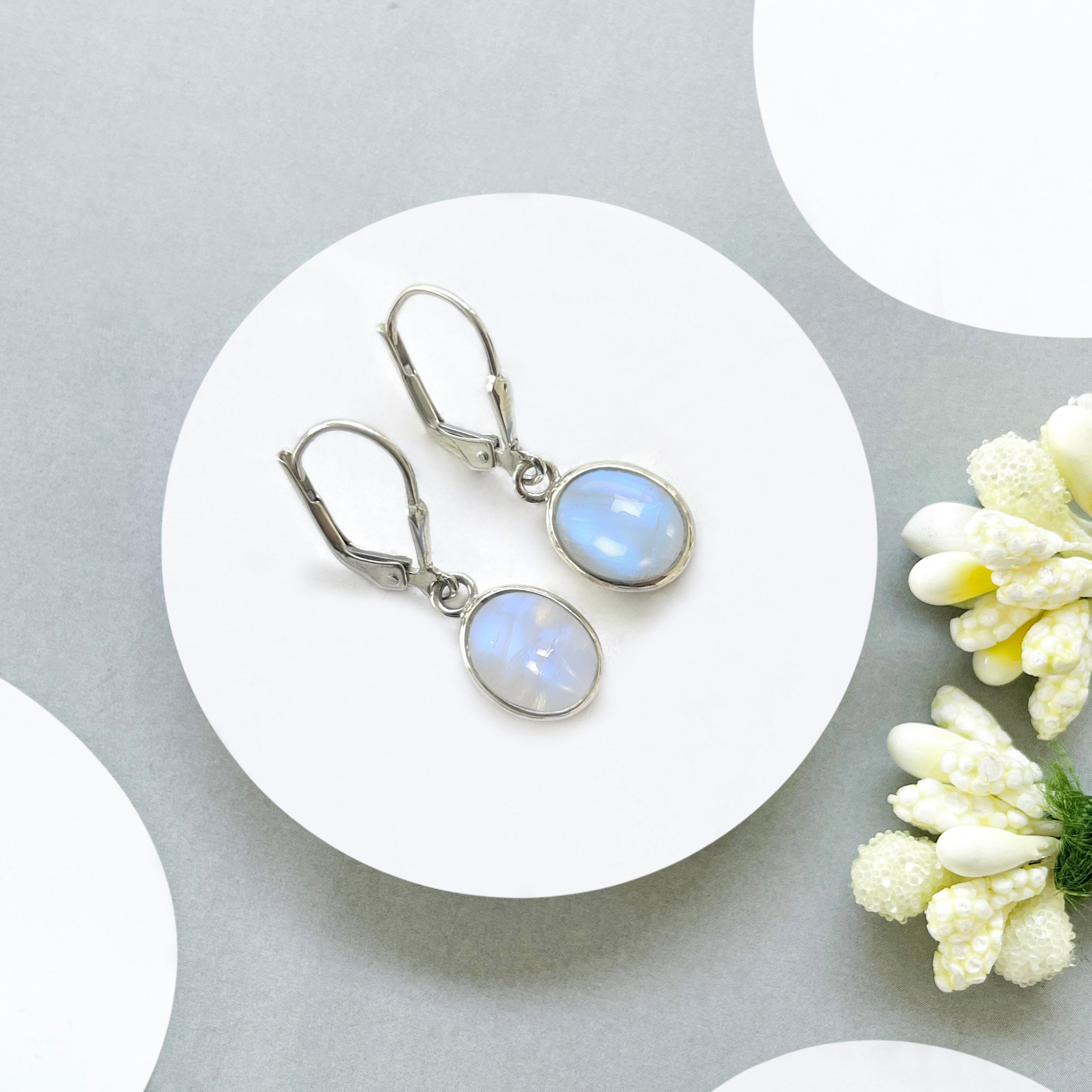 Moonstone Leverback Earring-(RBM-SE-829.)