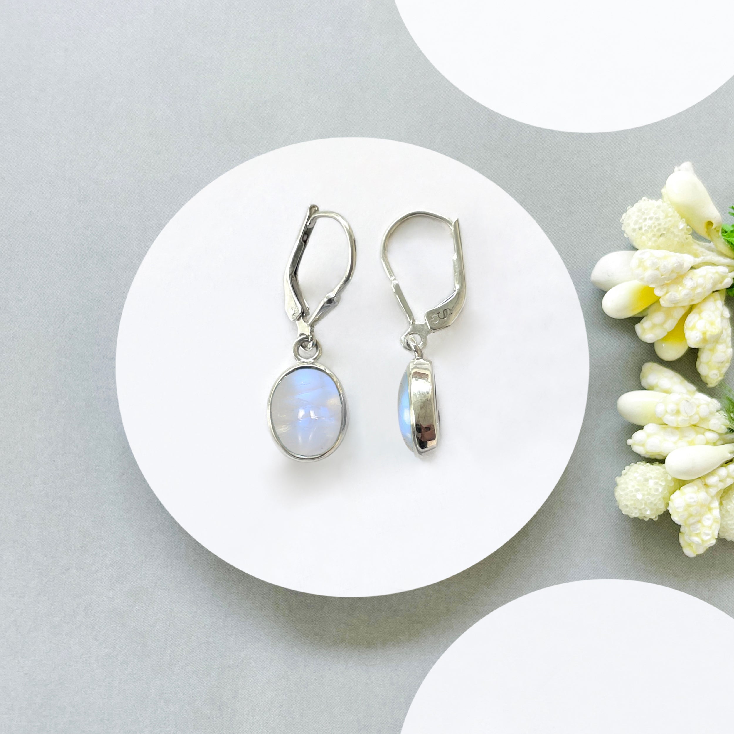 Moonstone Leverback Earring-(RBM-SE-829.)