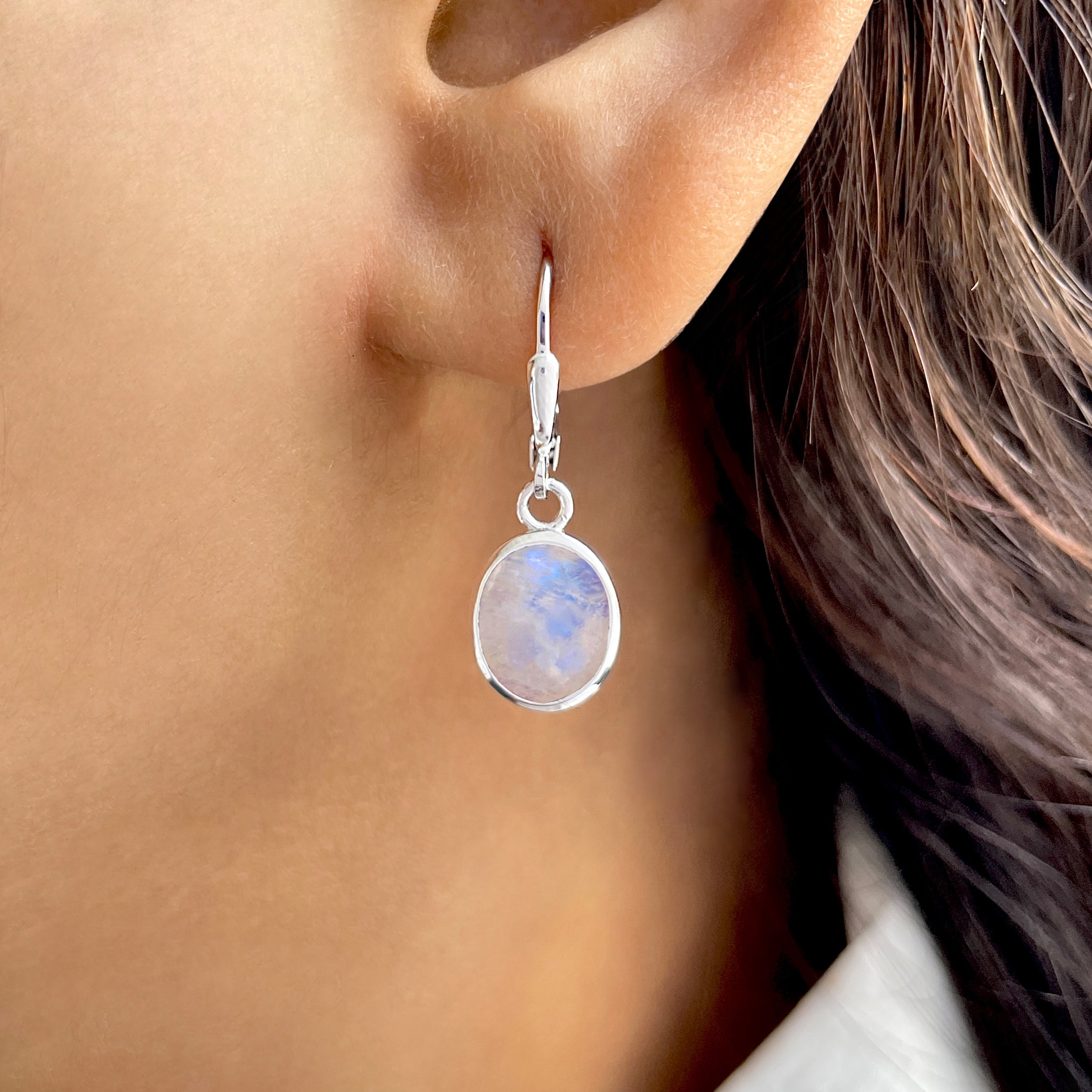 Moonstone Leverback Earring-(RBM-SE-829.)