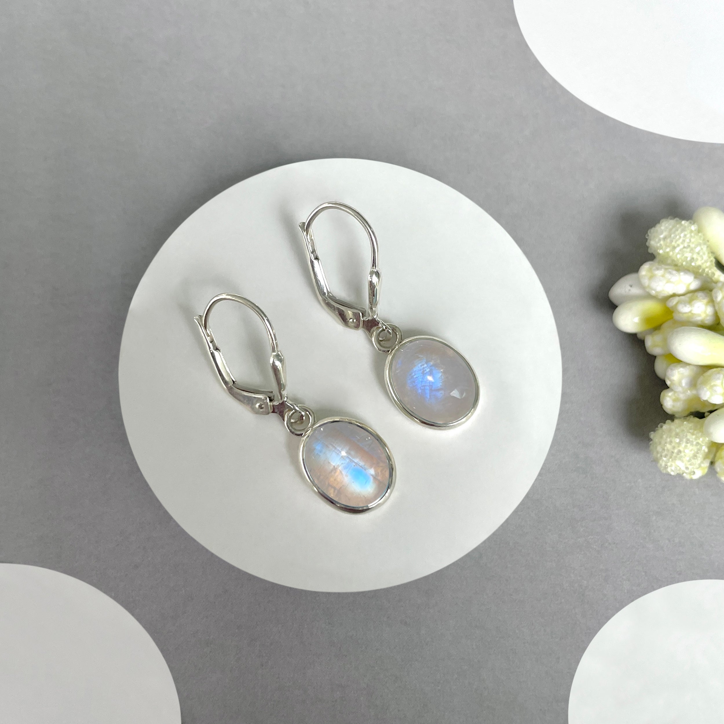 Moonstone Leverback Earrings-(RBM-SE-829.)