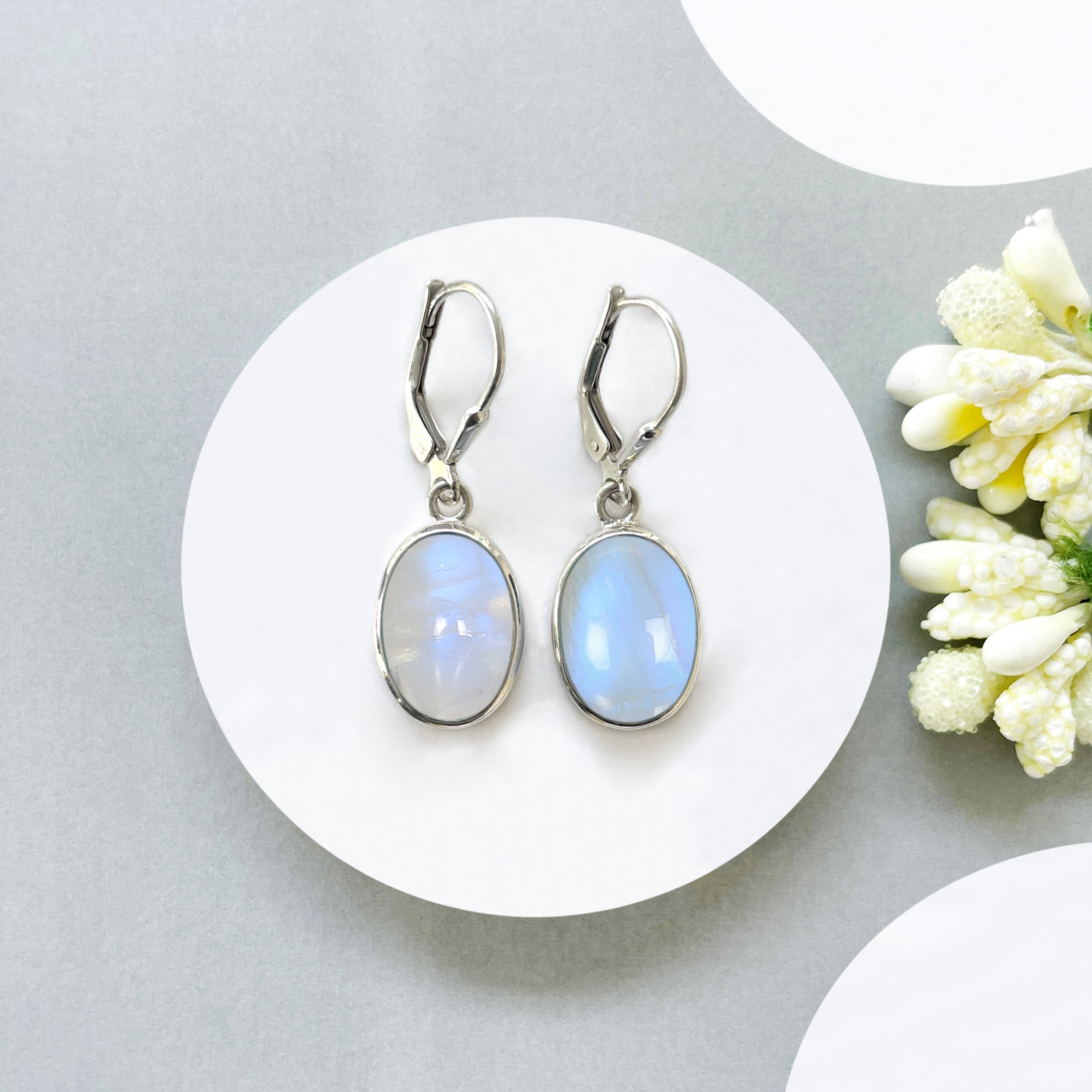 Moonstone Leverback Earring-(RBM-SE-830.)