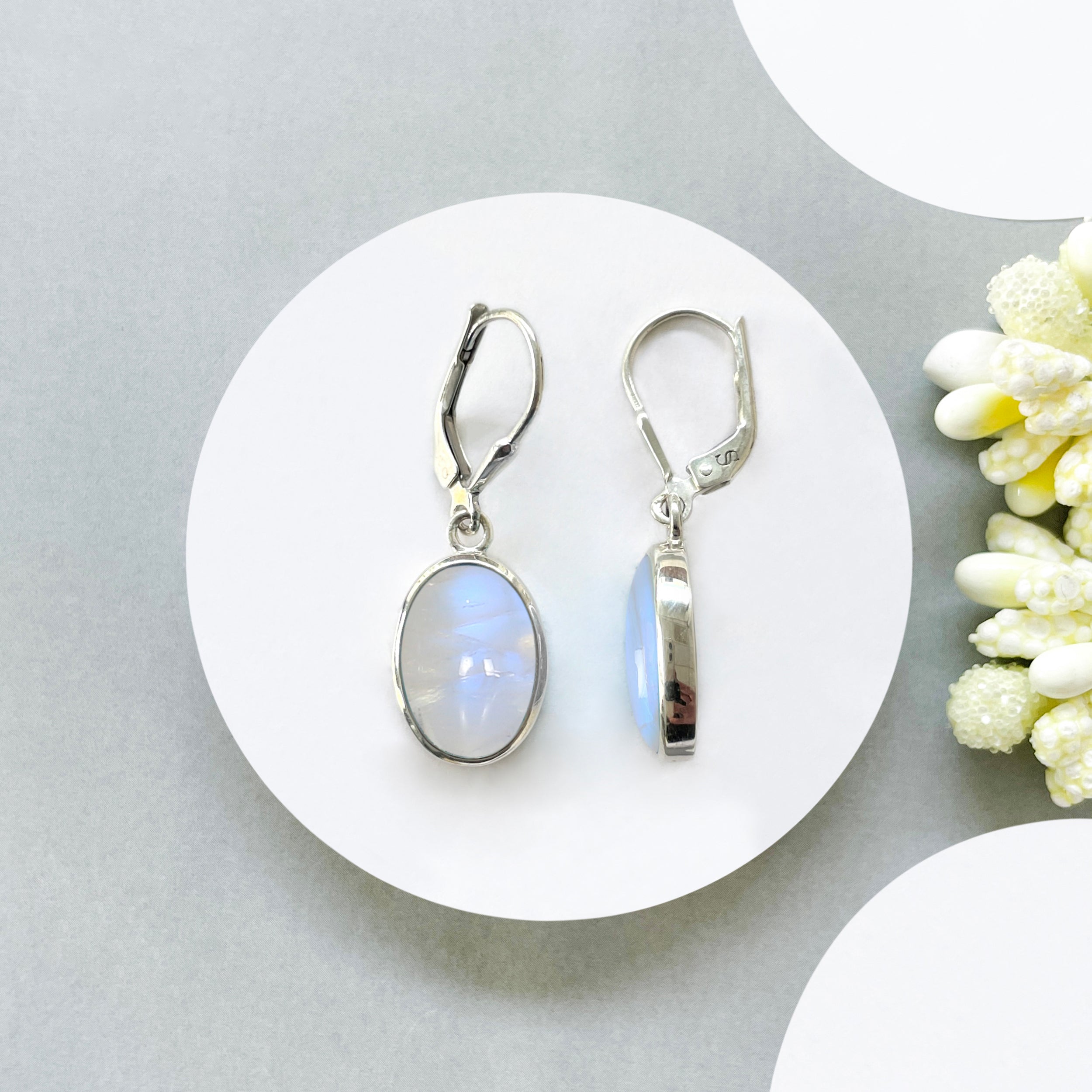 Moonstone Leverback Earring-(RBM-SE-830.)