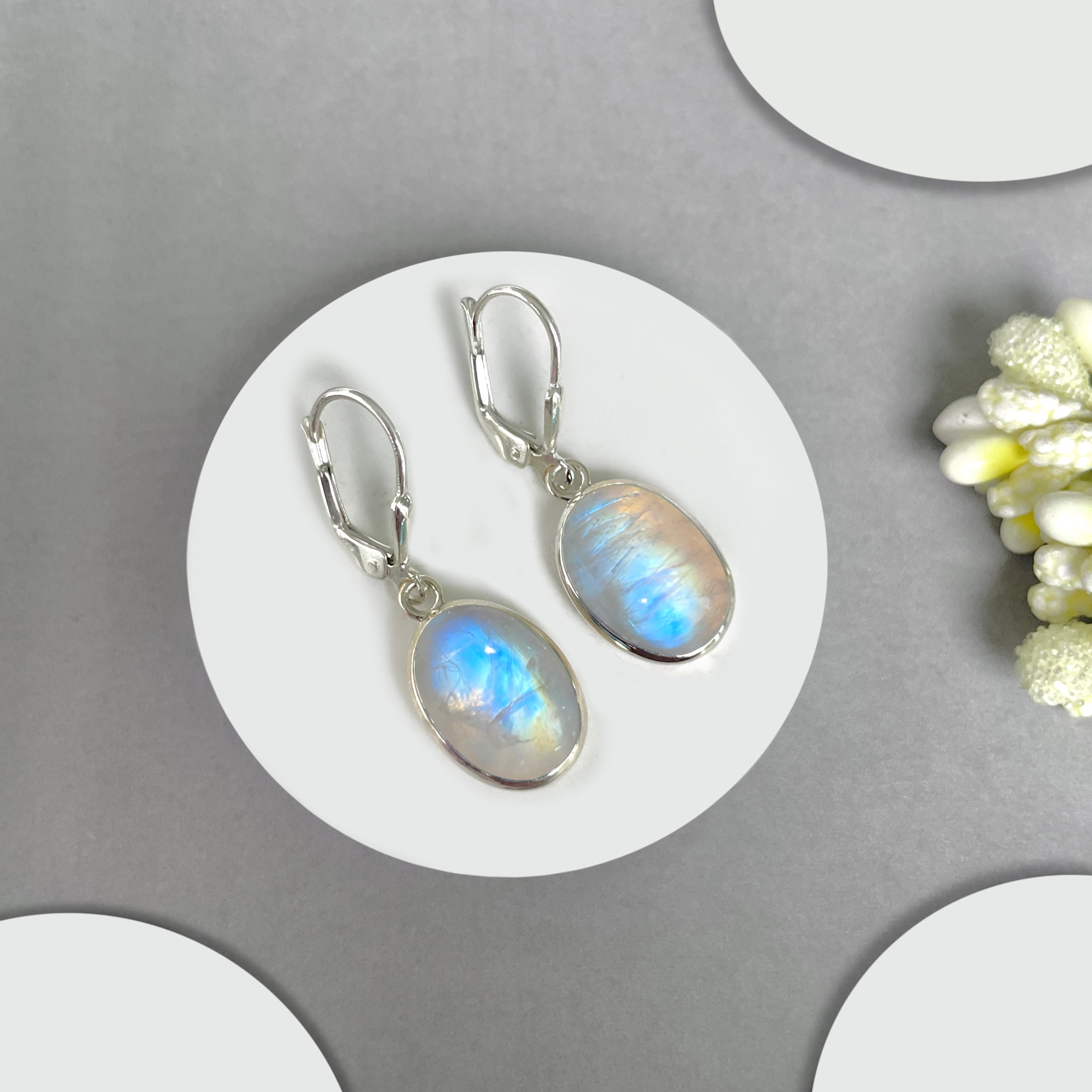 Moonstone Leverback Earrings-(RBM-SE-830.)