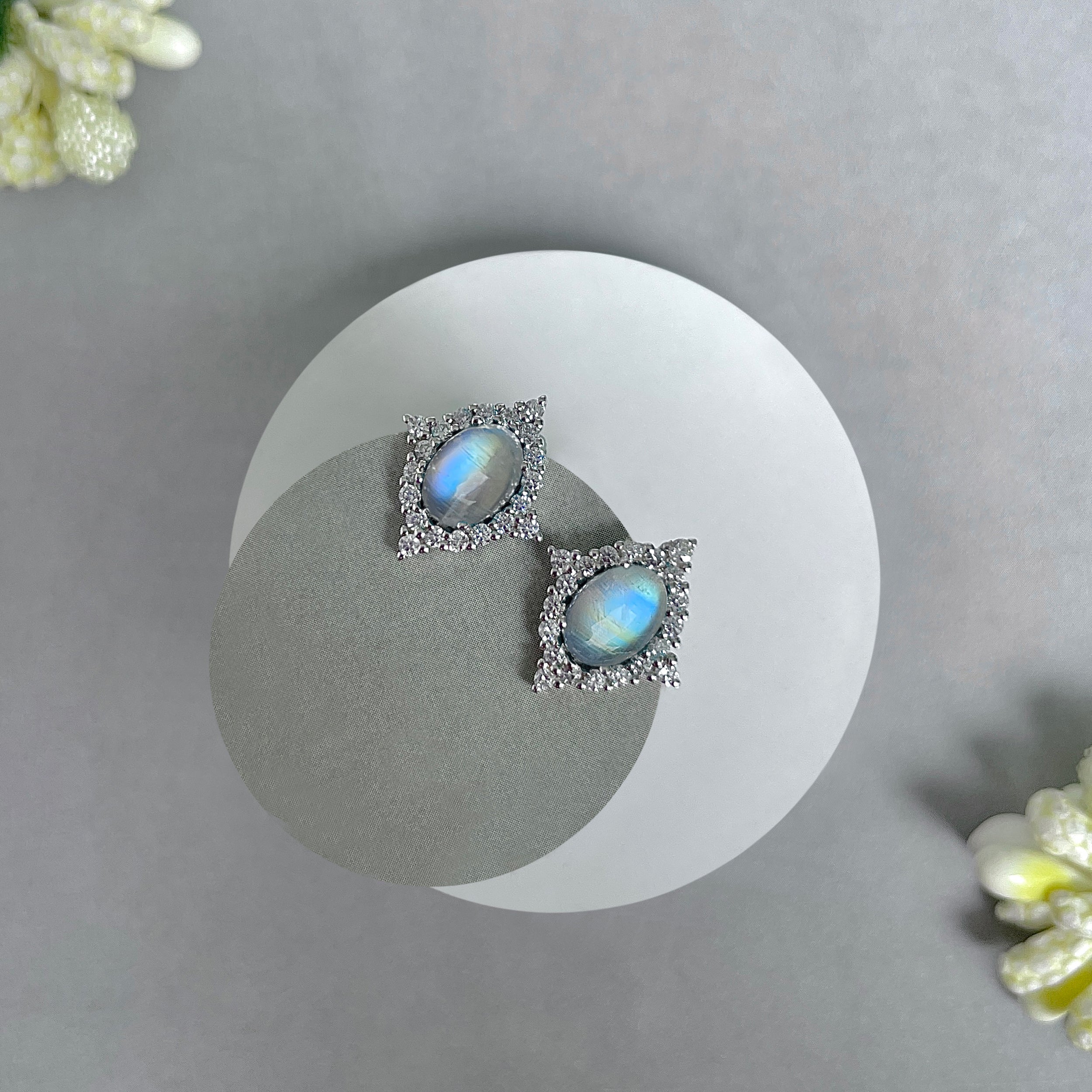Moonstone Stud Earrings-(RBM-SE-849.)