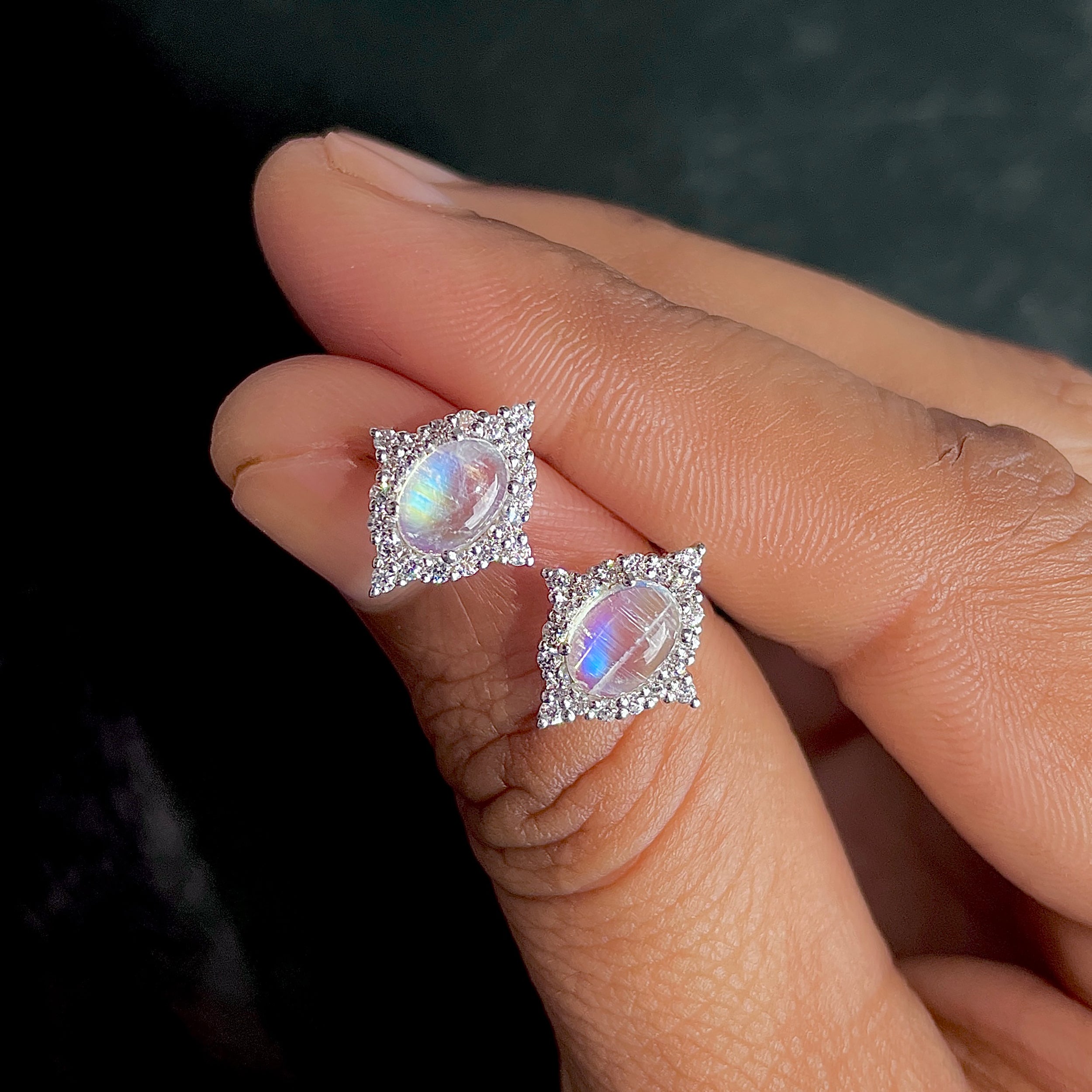Moonstone Stud Earrings-(RBM-SE-849.)