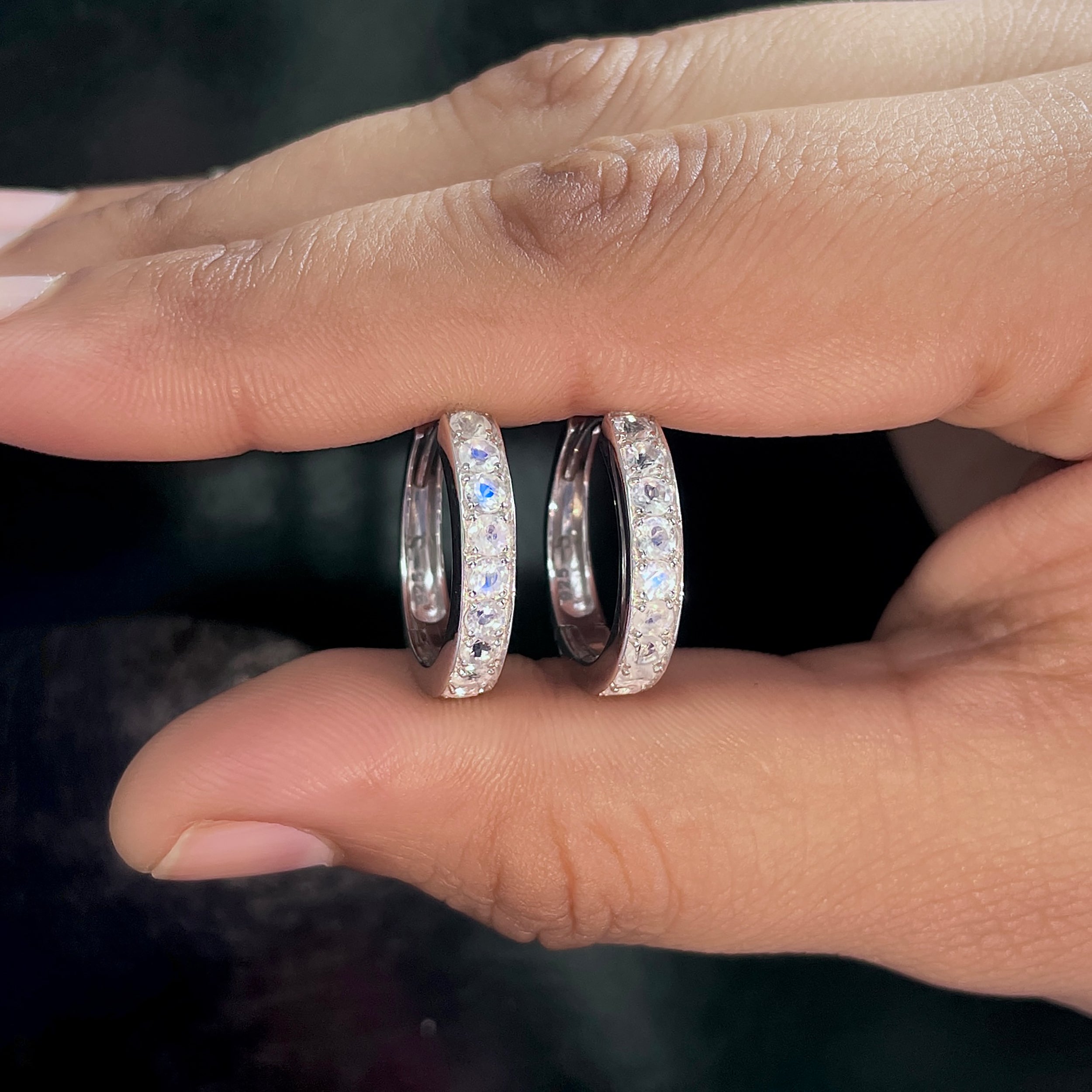 Moonstone Hoop Earrings-(RBM-SE-970.)
