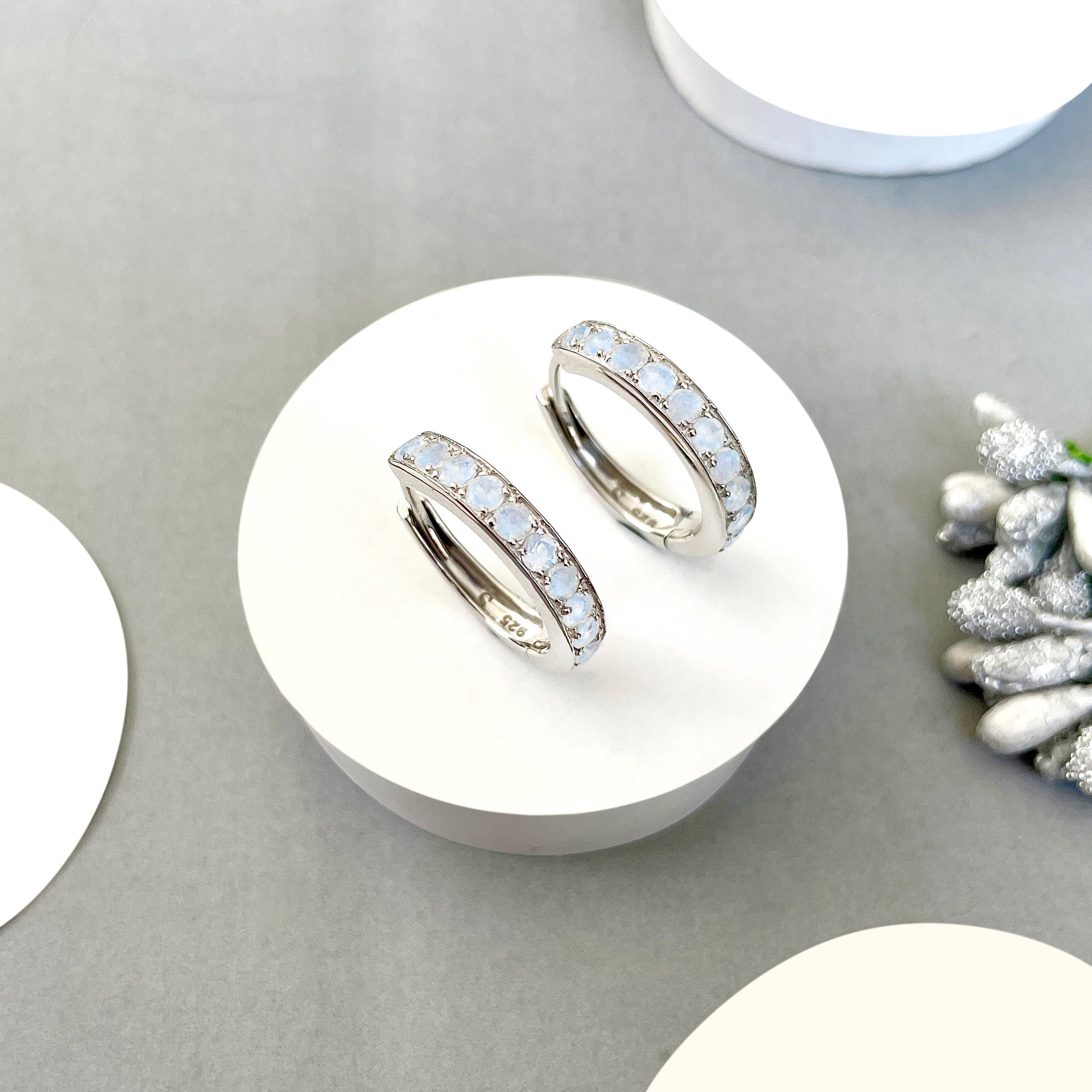 Moonstone Hoop Earring-(RBM-SE-970.)