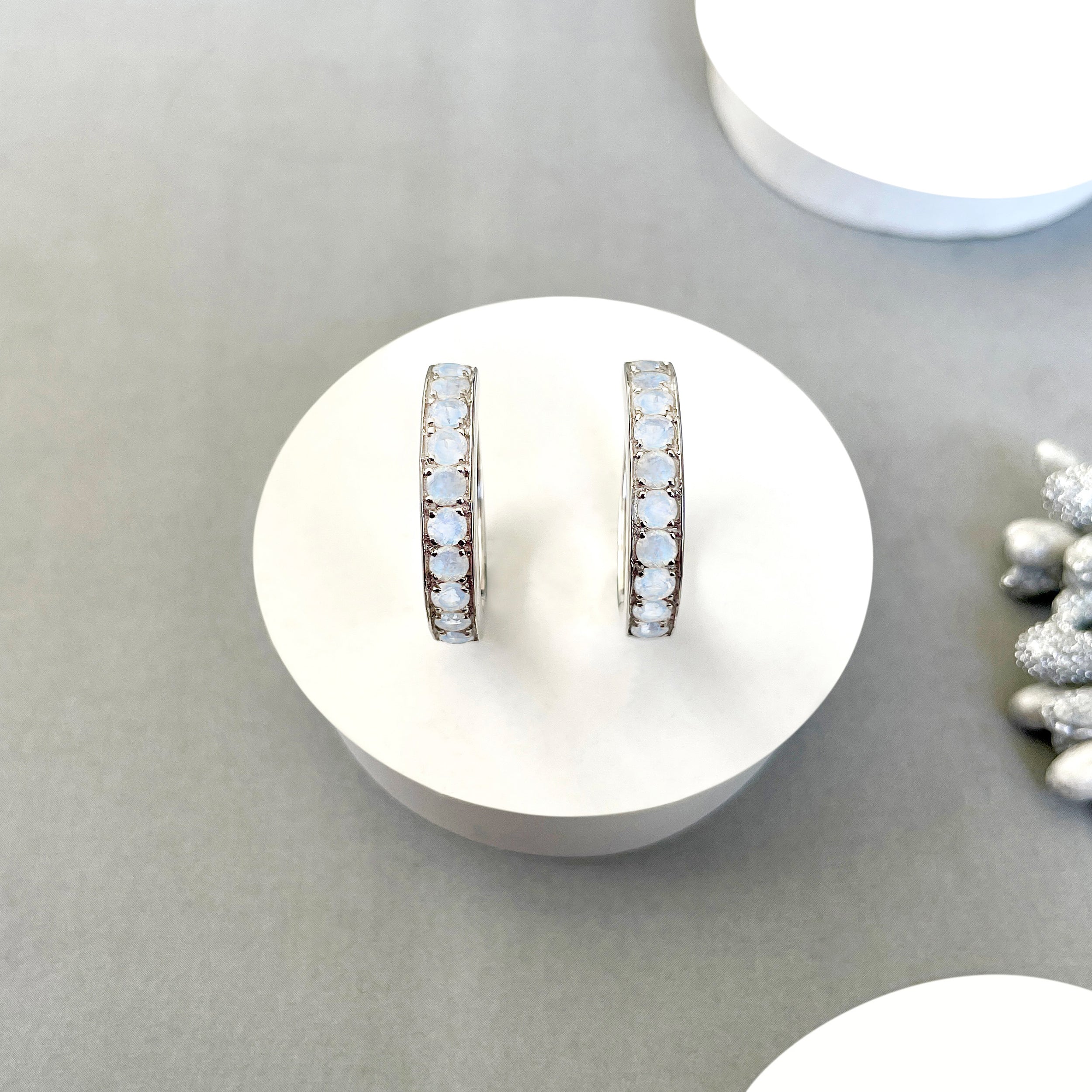Moonstone Hoop Earring-(RBM-SE-970.)
