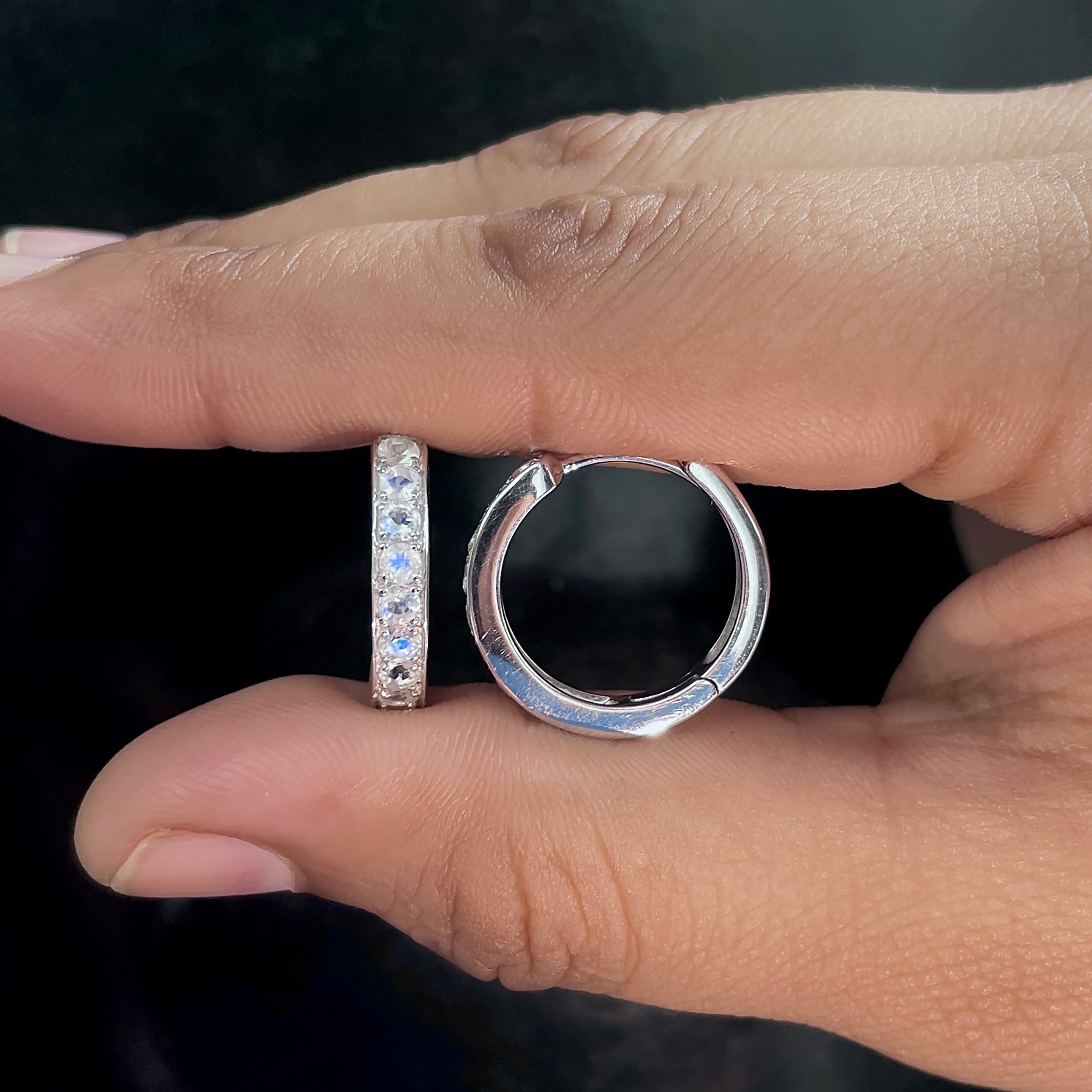 Moonstone Hoop Earrings-(RBM-SE-970.)