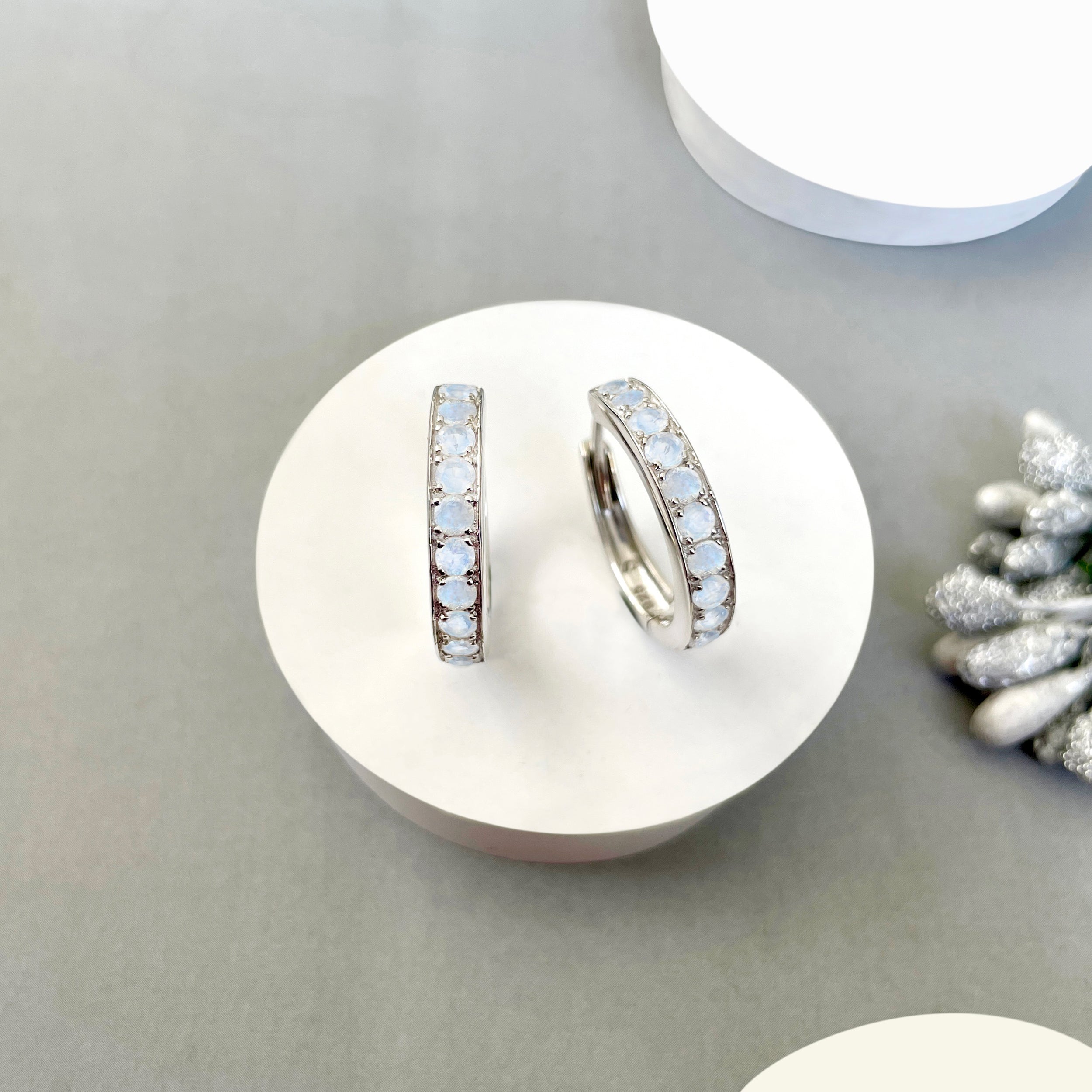 Moonstone Hoop Earring-(RBM-SE-970.)