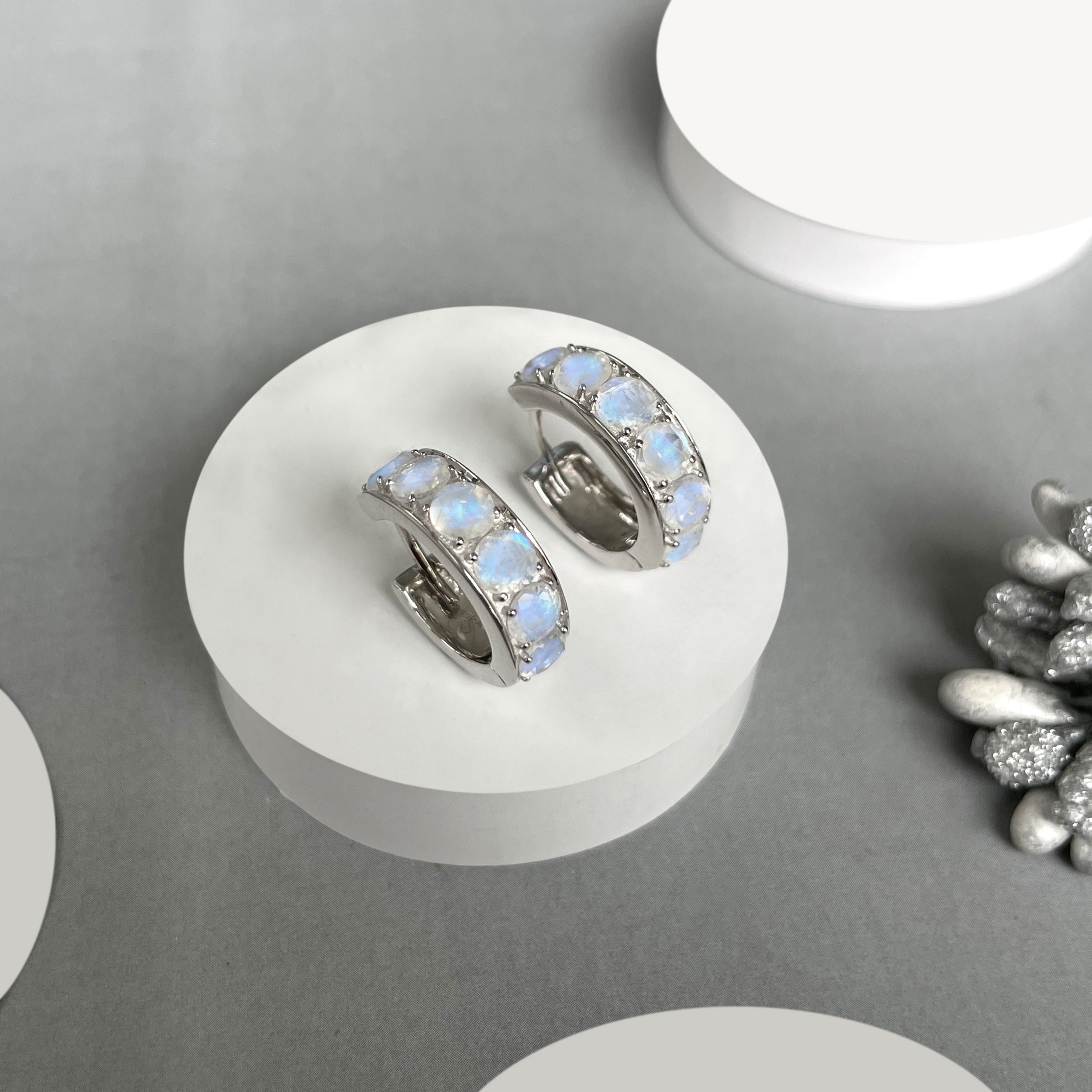 Moonstone Hoop Earring-(RBM-SE-973.)