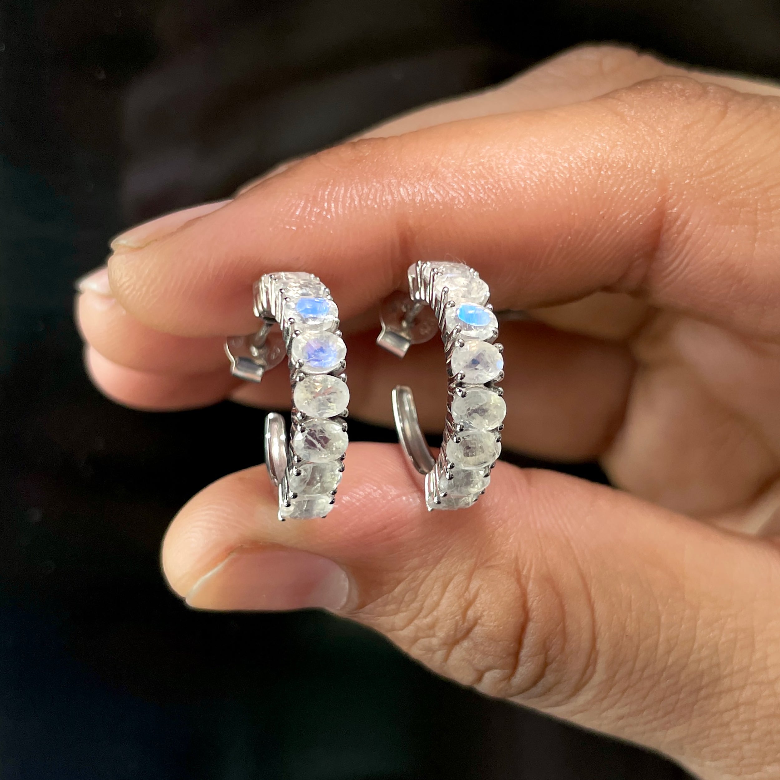 Moonstone Hoop Earrings-(RBM-SE-975.)