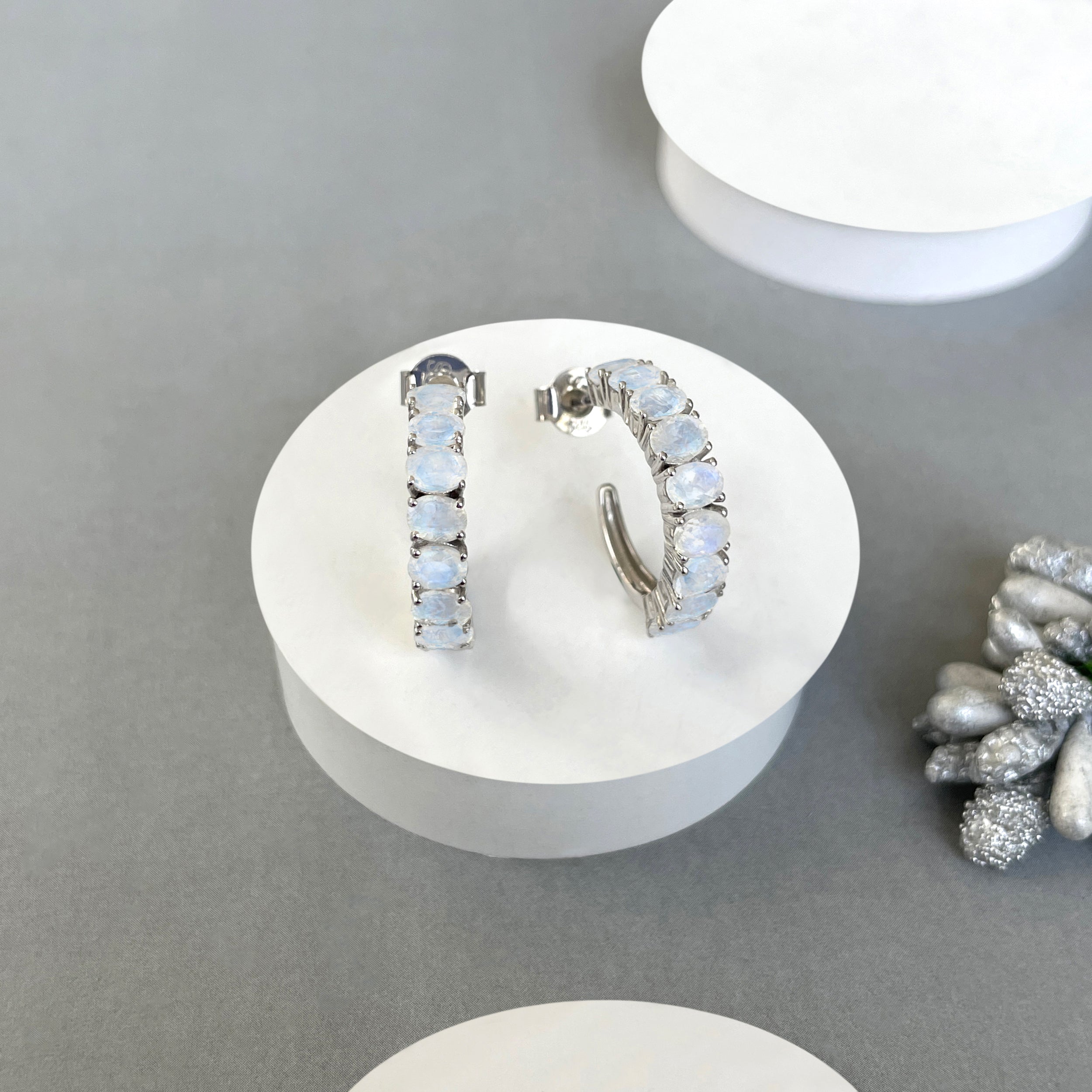 Moonstone Hoop Earrings-(RBM-SE-975.)