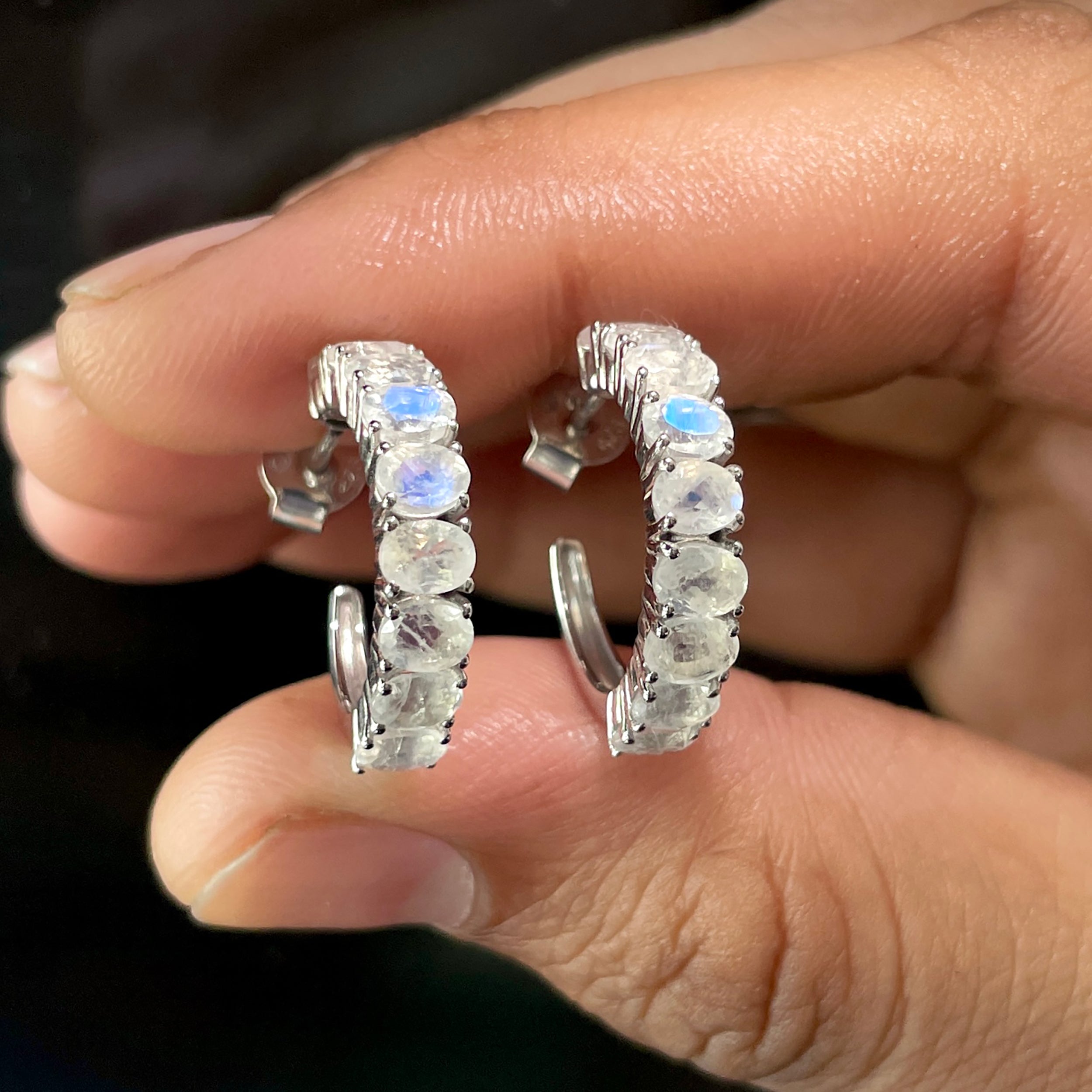 Moonstone Hoop Earrings-(RBM-SE-975.)