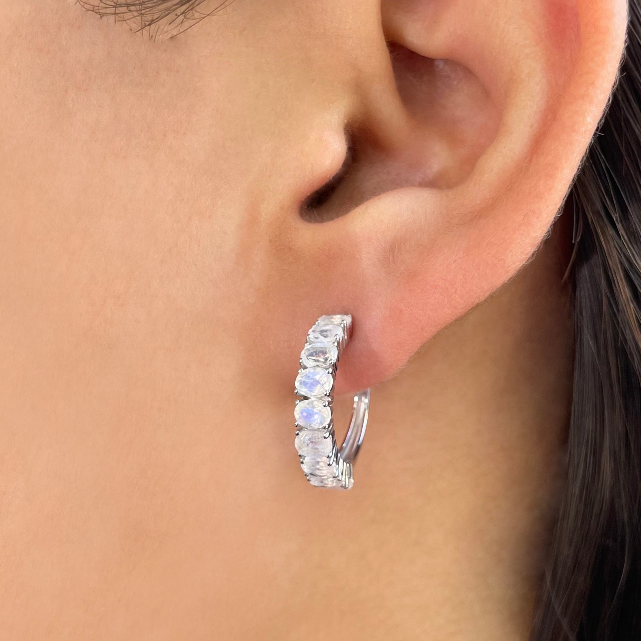 Moonstone Hoop Earrings-(RBM-SE-975.)