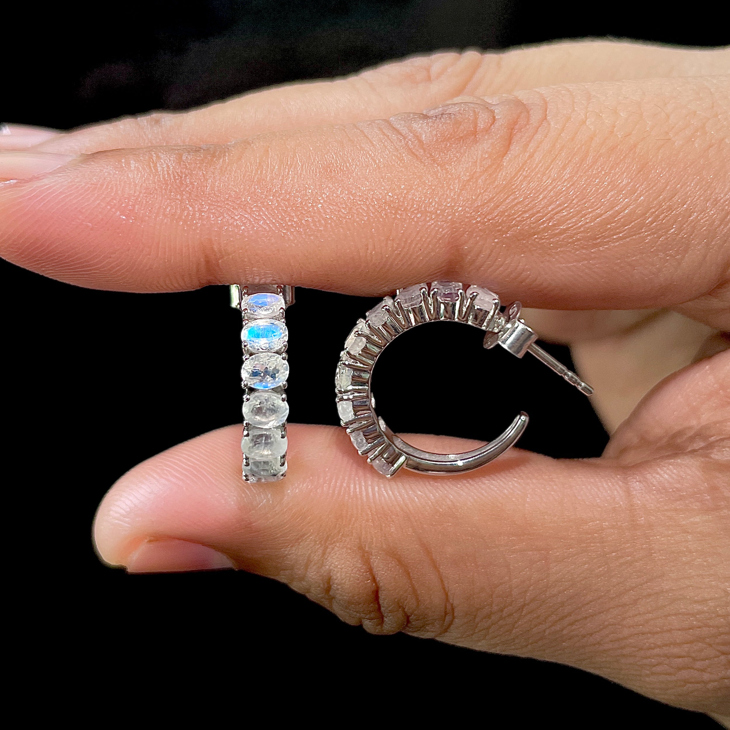 Moonstone Hoop Earrings-(RBM-SE-975.)