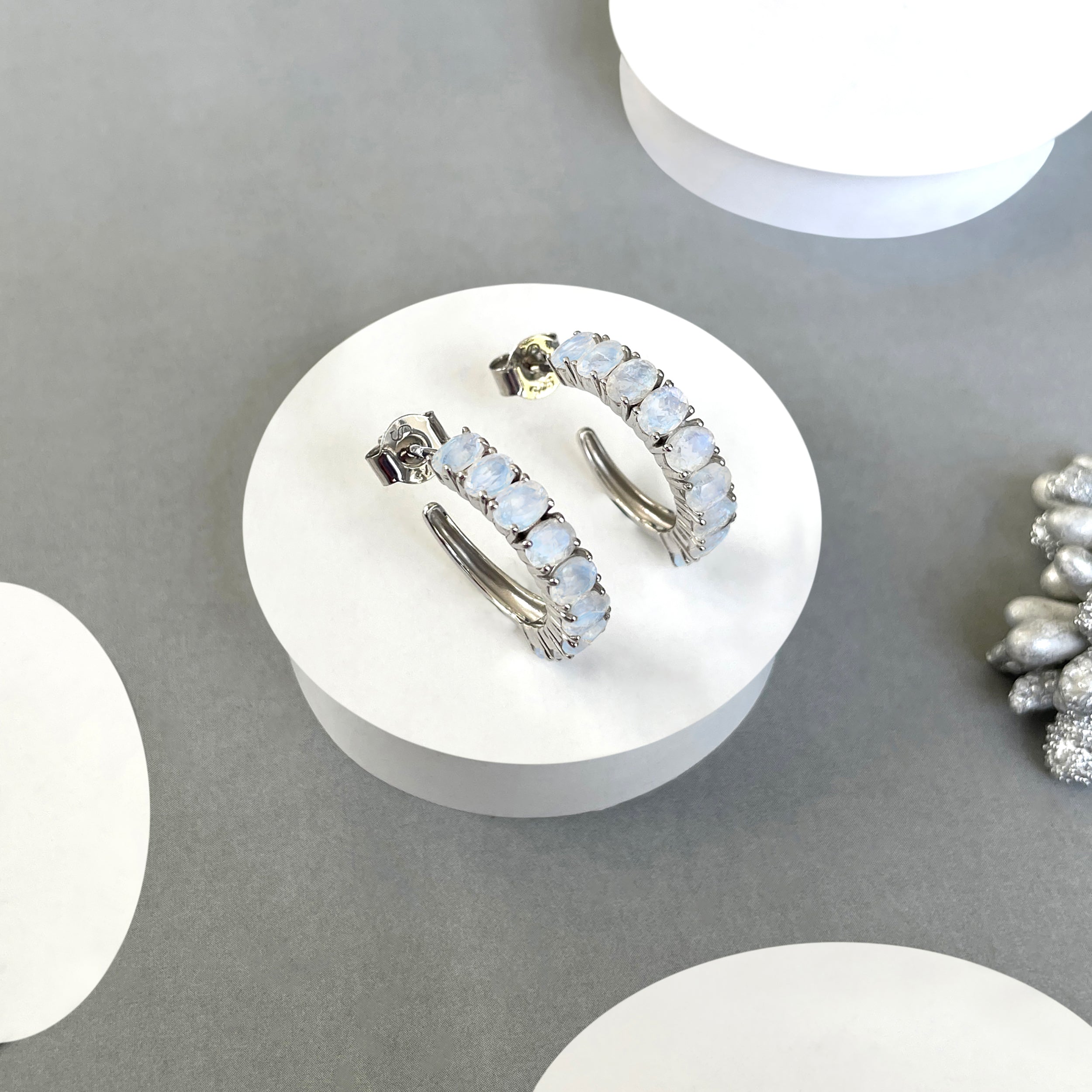 Moonstone Hoop Earrings-(RBM-SE-975.)
