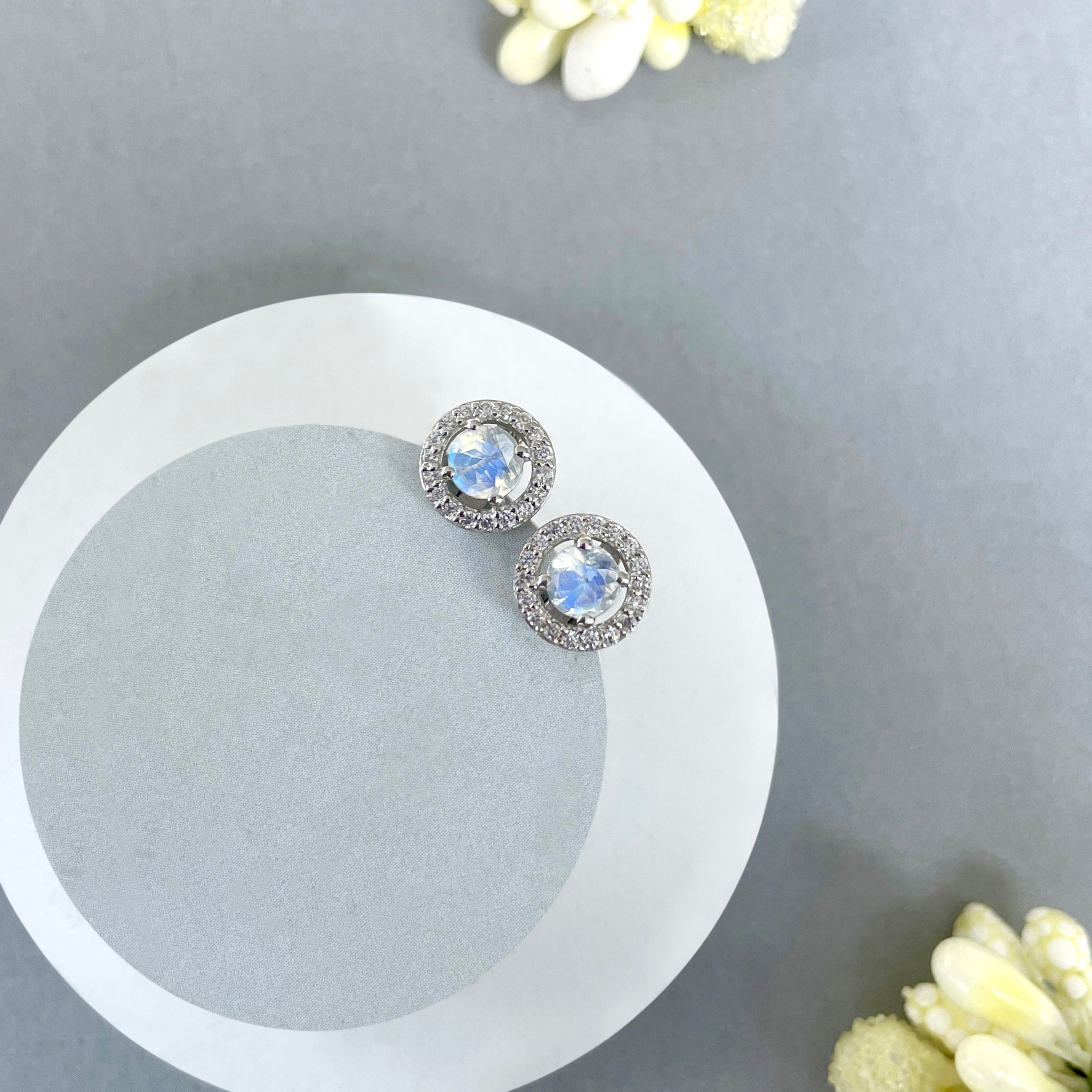 Moonstone Stud Earrings-(RBM-SE-985.)
