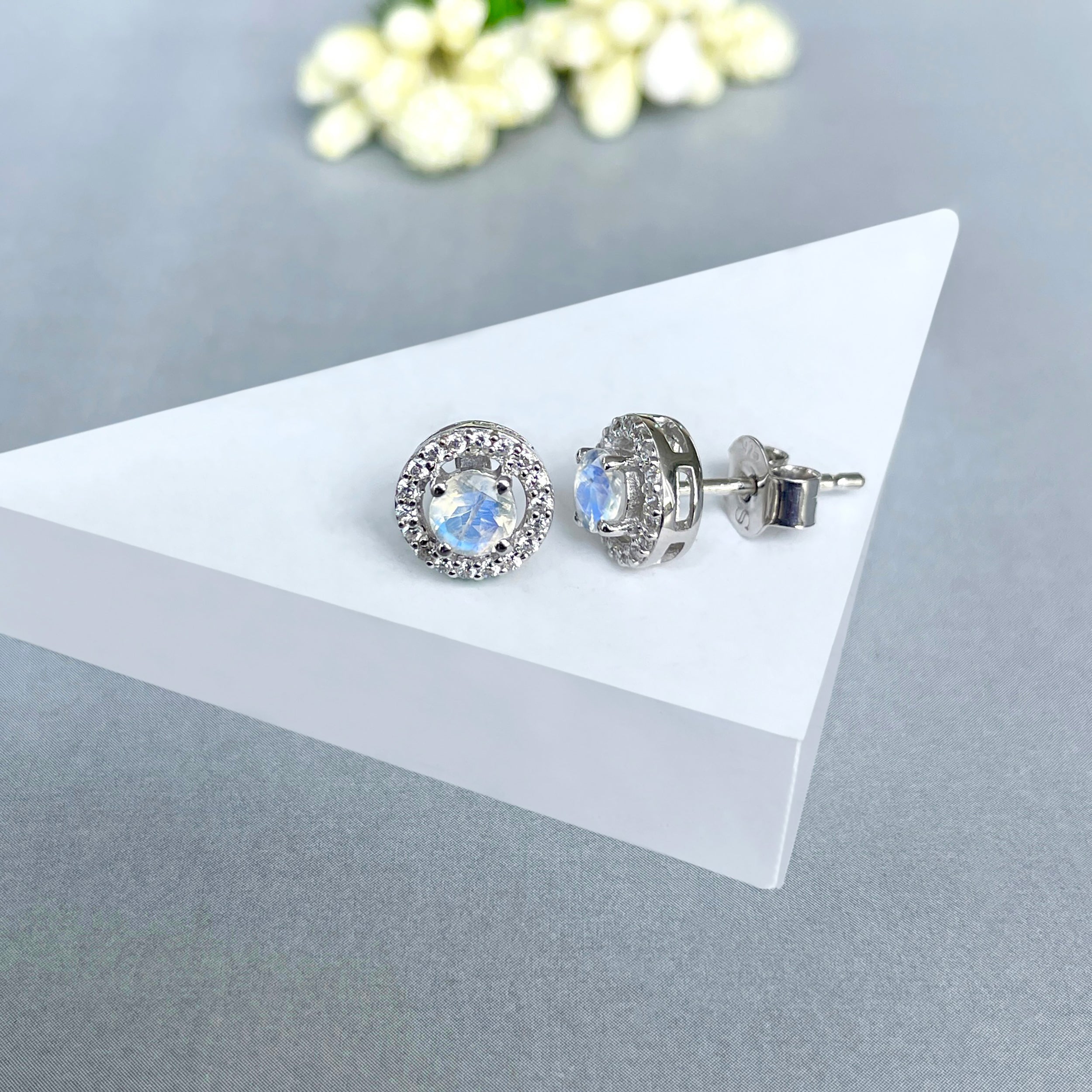 Moonstone Stud Earrings-(RBM-SE-985.)