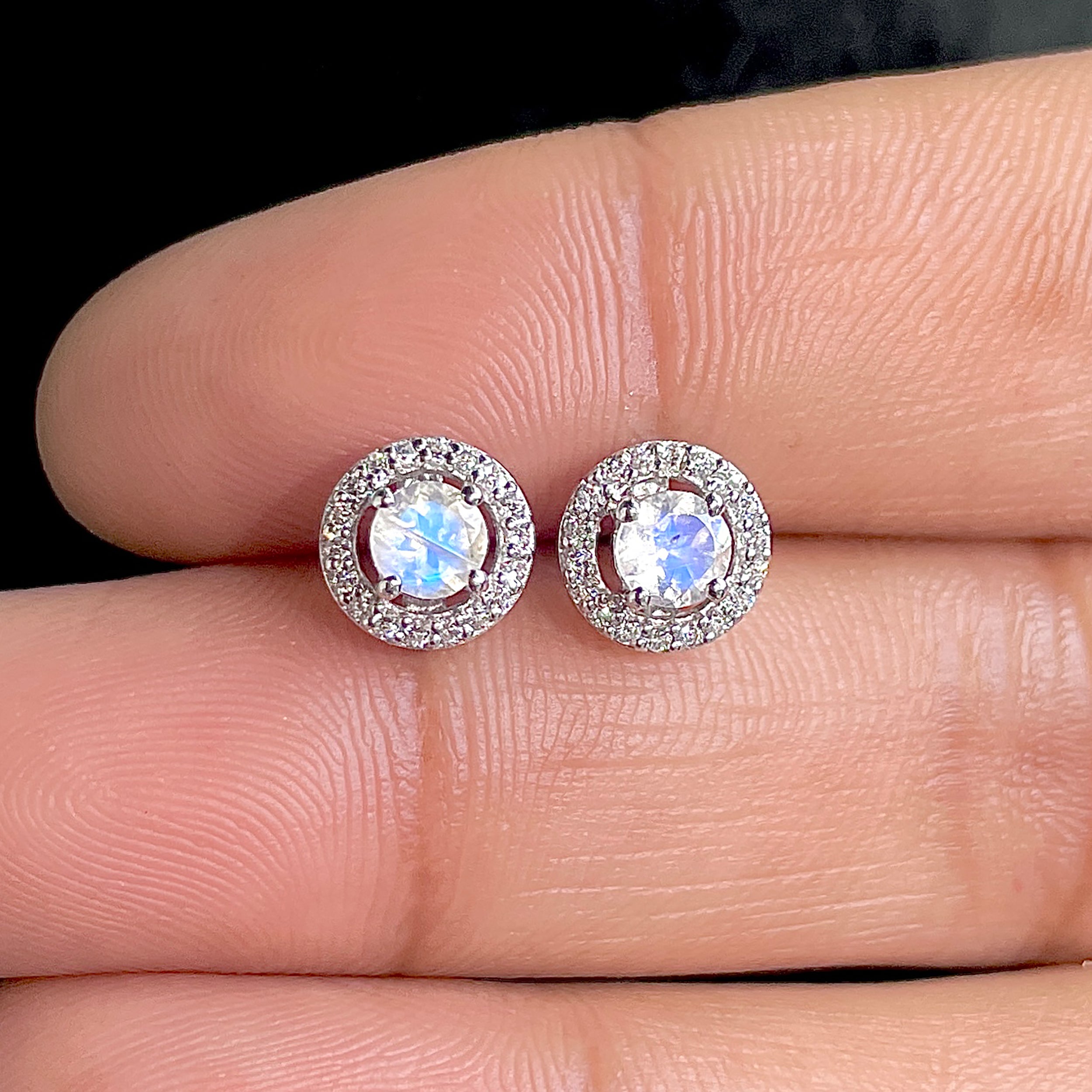 Moonstone Stud Earrings-(RBM-SE-985.)
