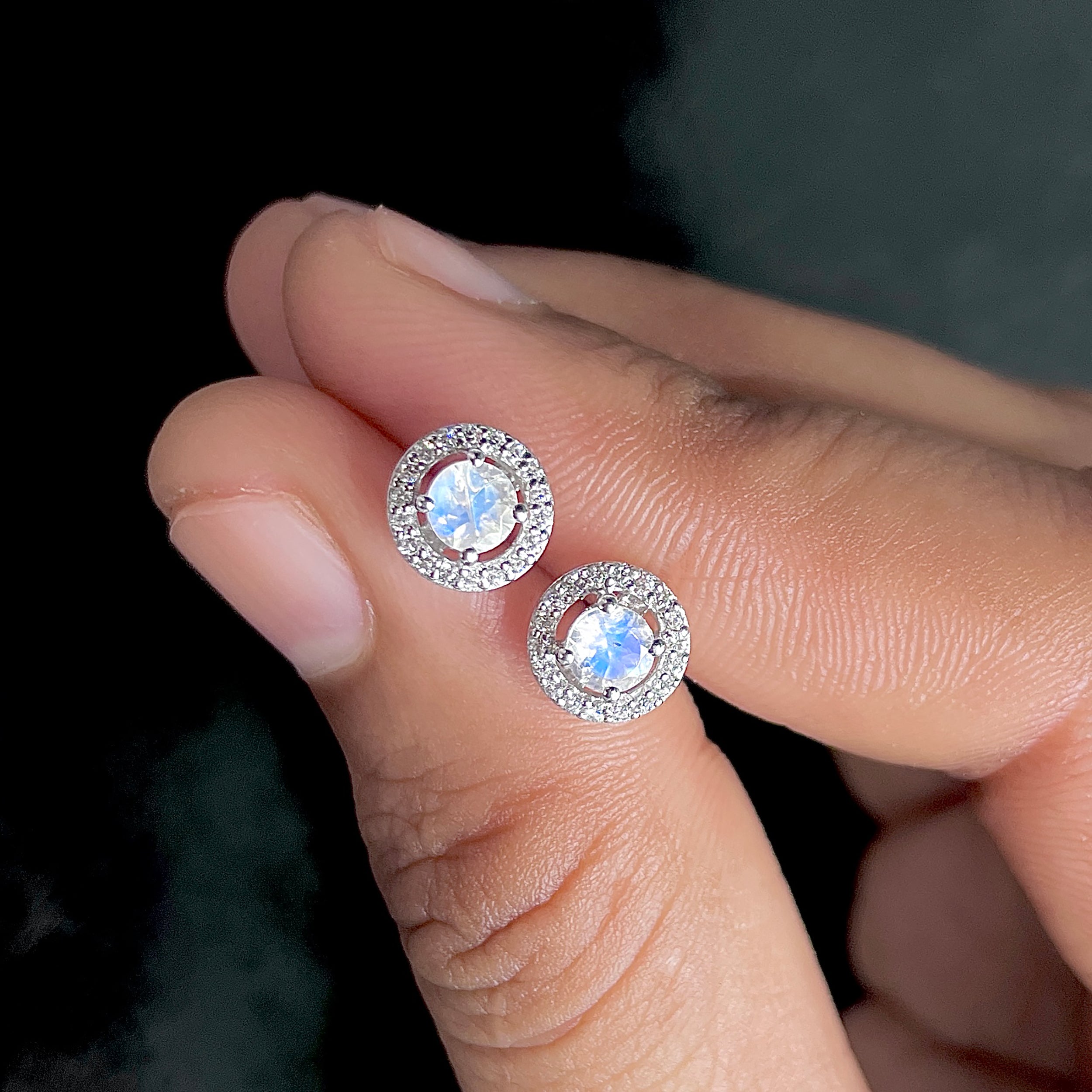 Moonstone Stud Earrings-(RBM-SE-985.)