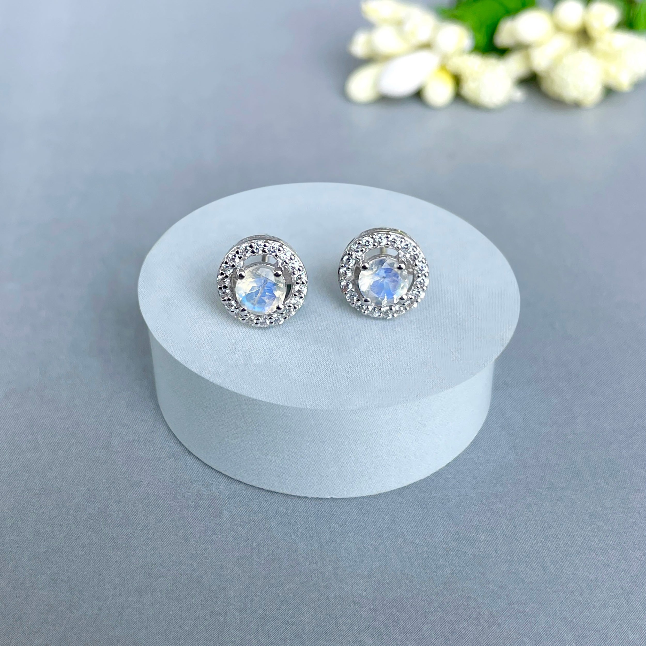 Moonstone Stud Earrings-(RBM-SE-985.)