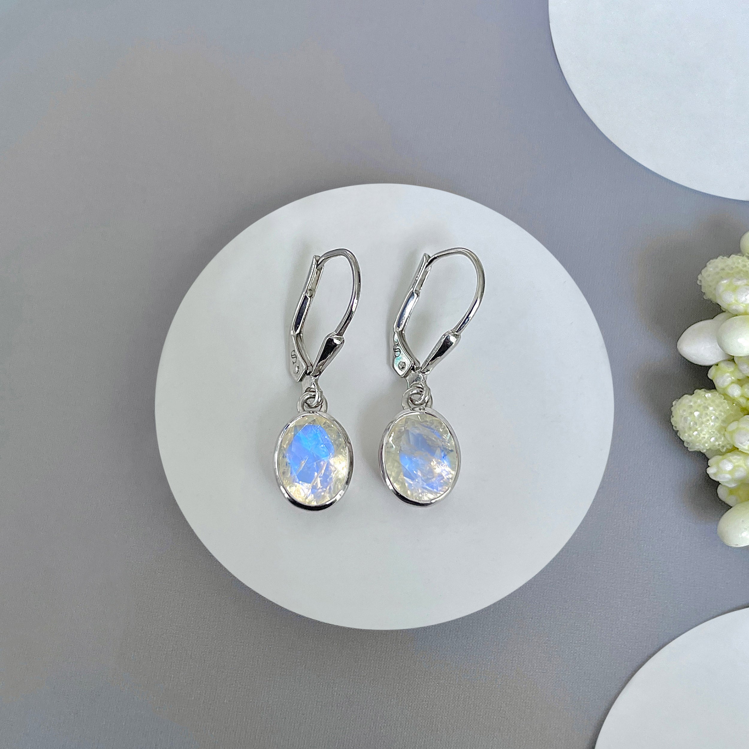 Moonstone Leverback Earring-(RBM-SE-998.)