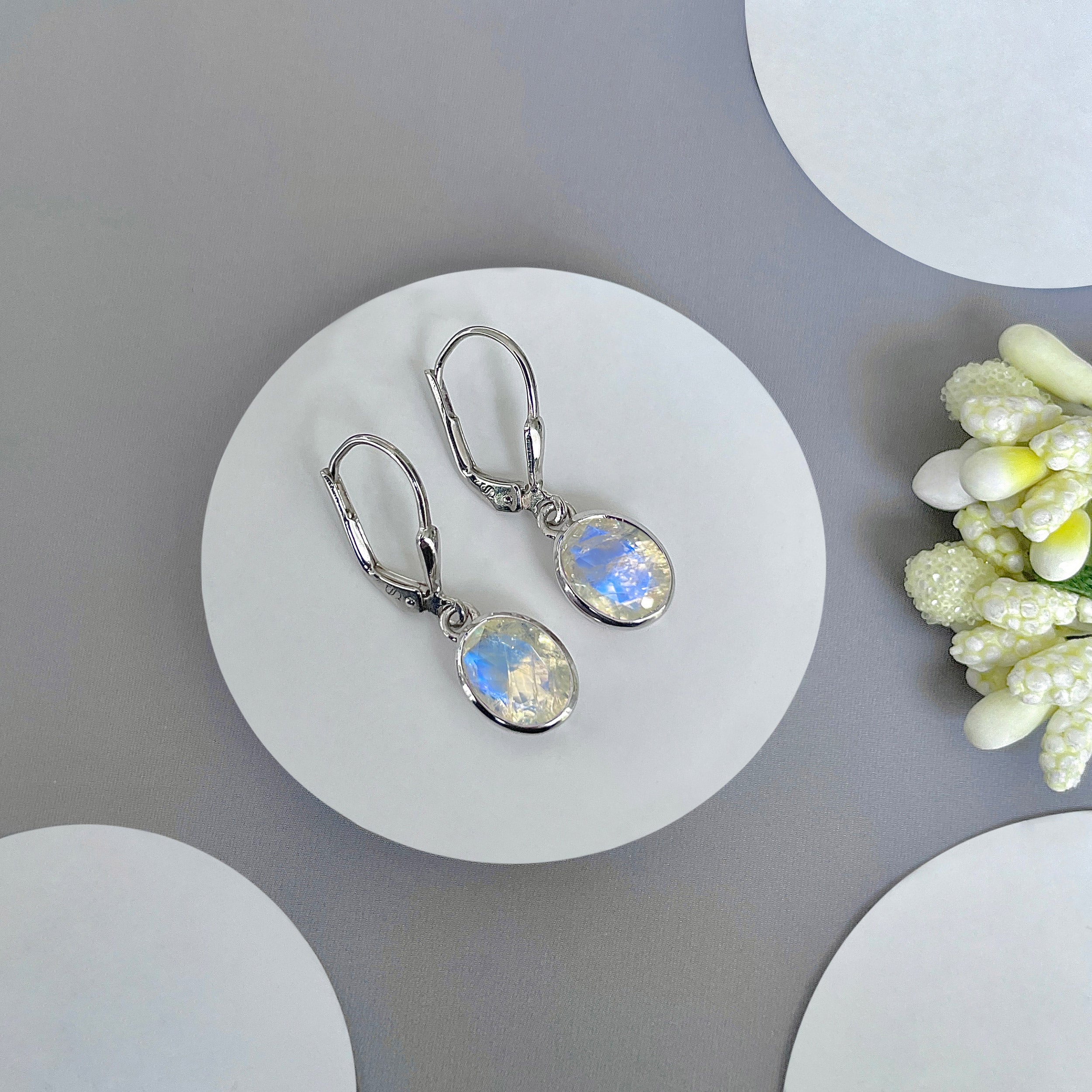 Moonstone Leverback Earring-(RBM-SE-998.)
