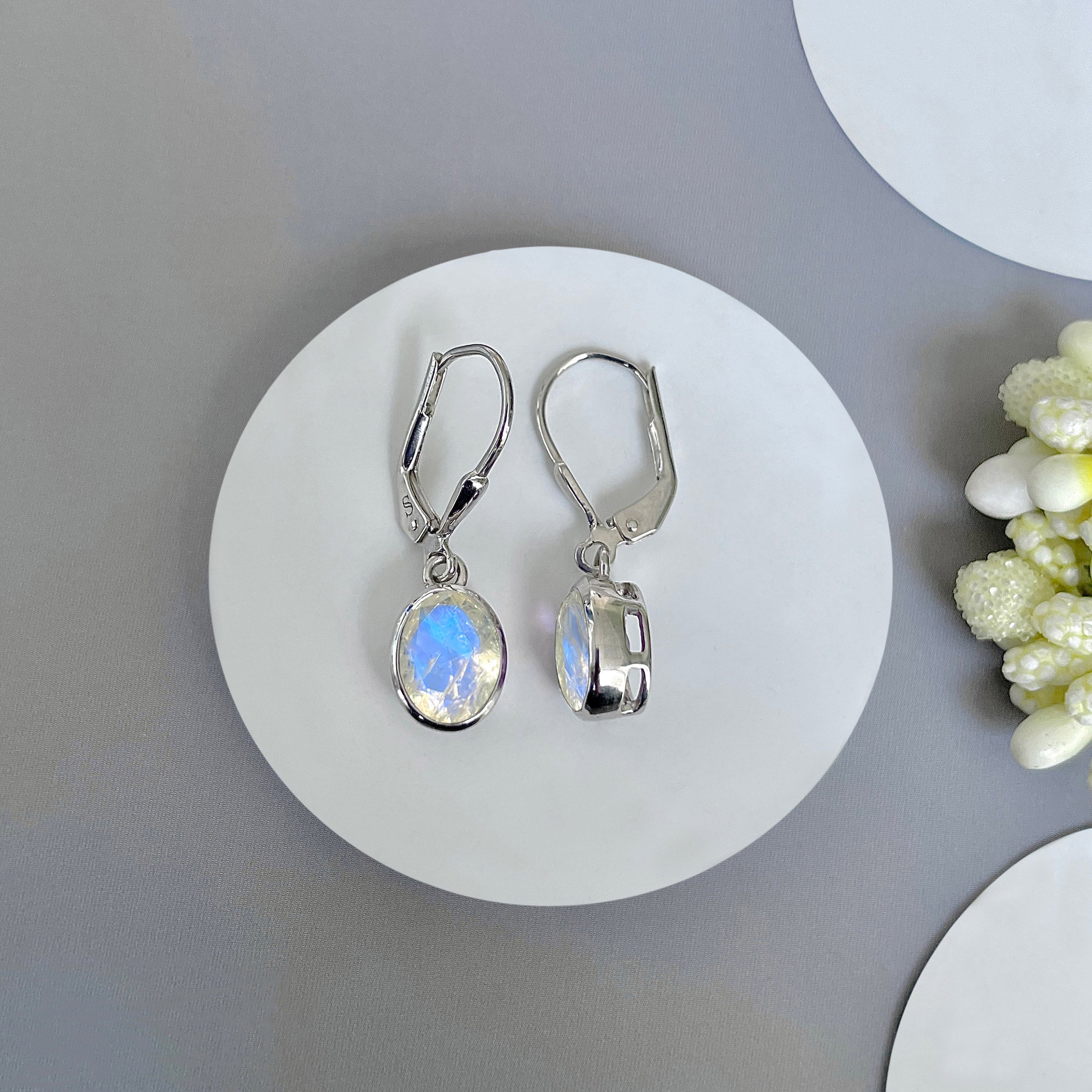 Moonstone Leverback Earring-(RBM-SE-998.)