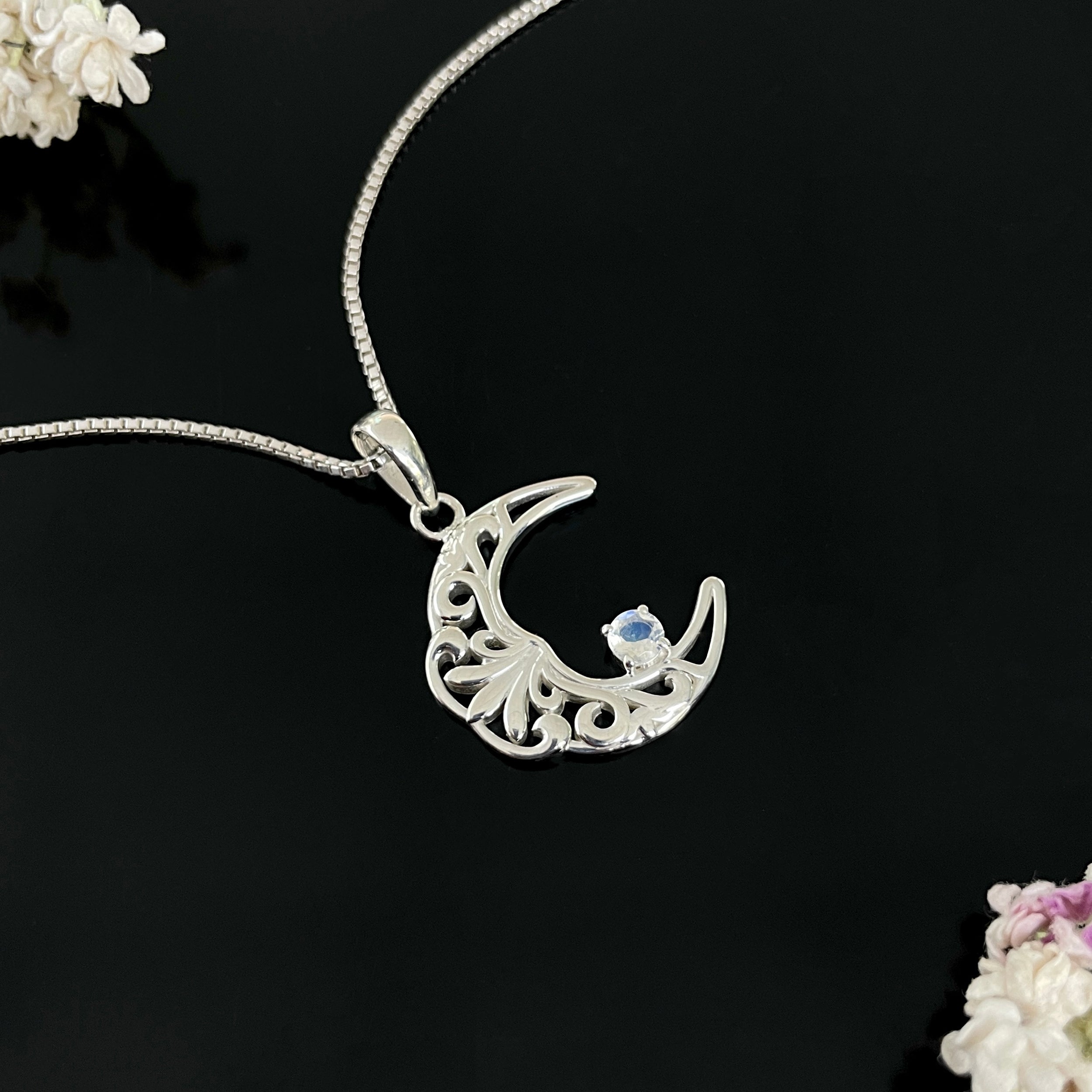 Moonstone crescent Moon Pendant-(RBM-SN-150.)