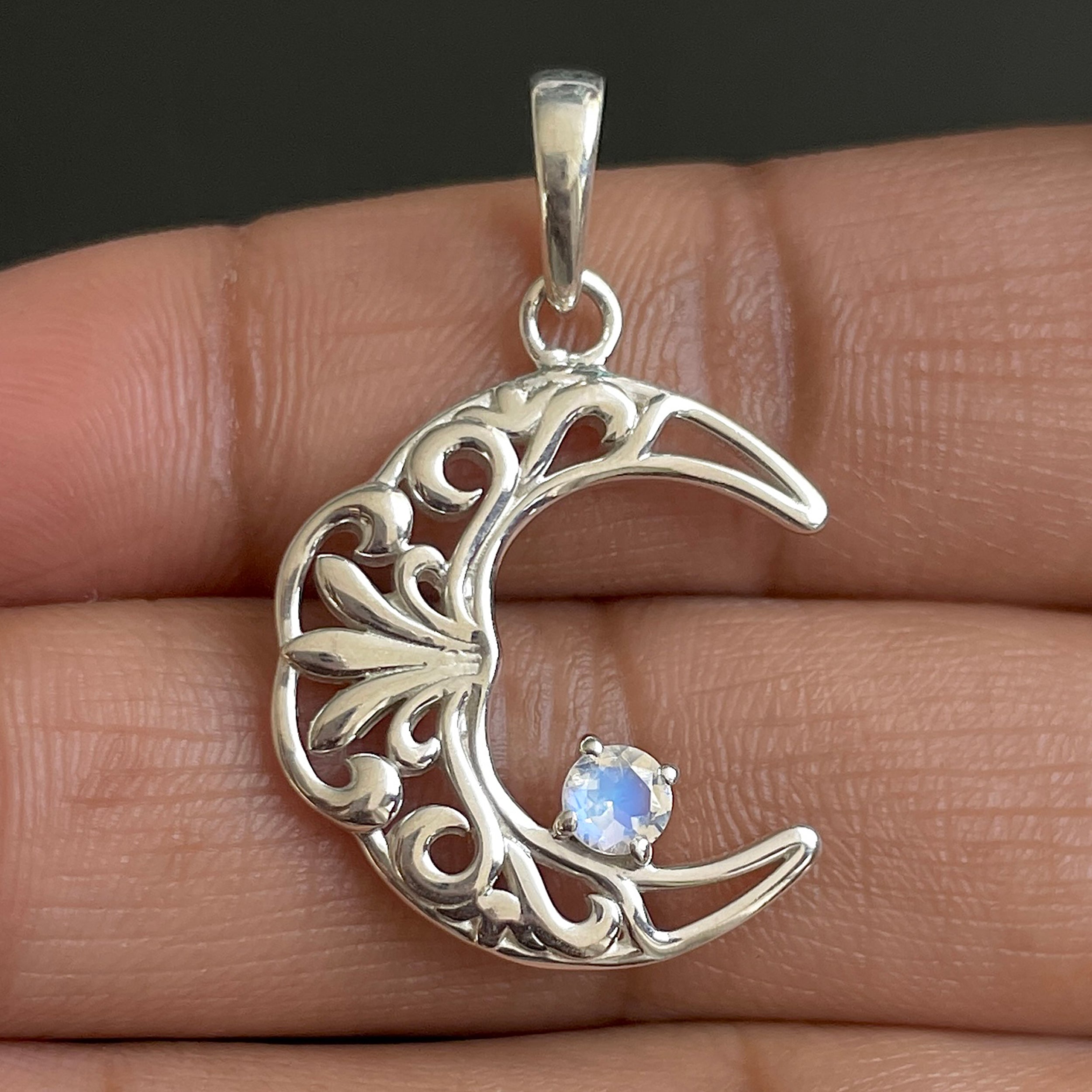 Moonstone crescent Moon Pendant-(RBM-SN-150.)