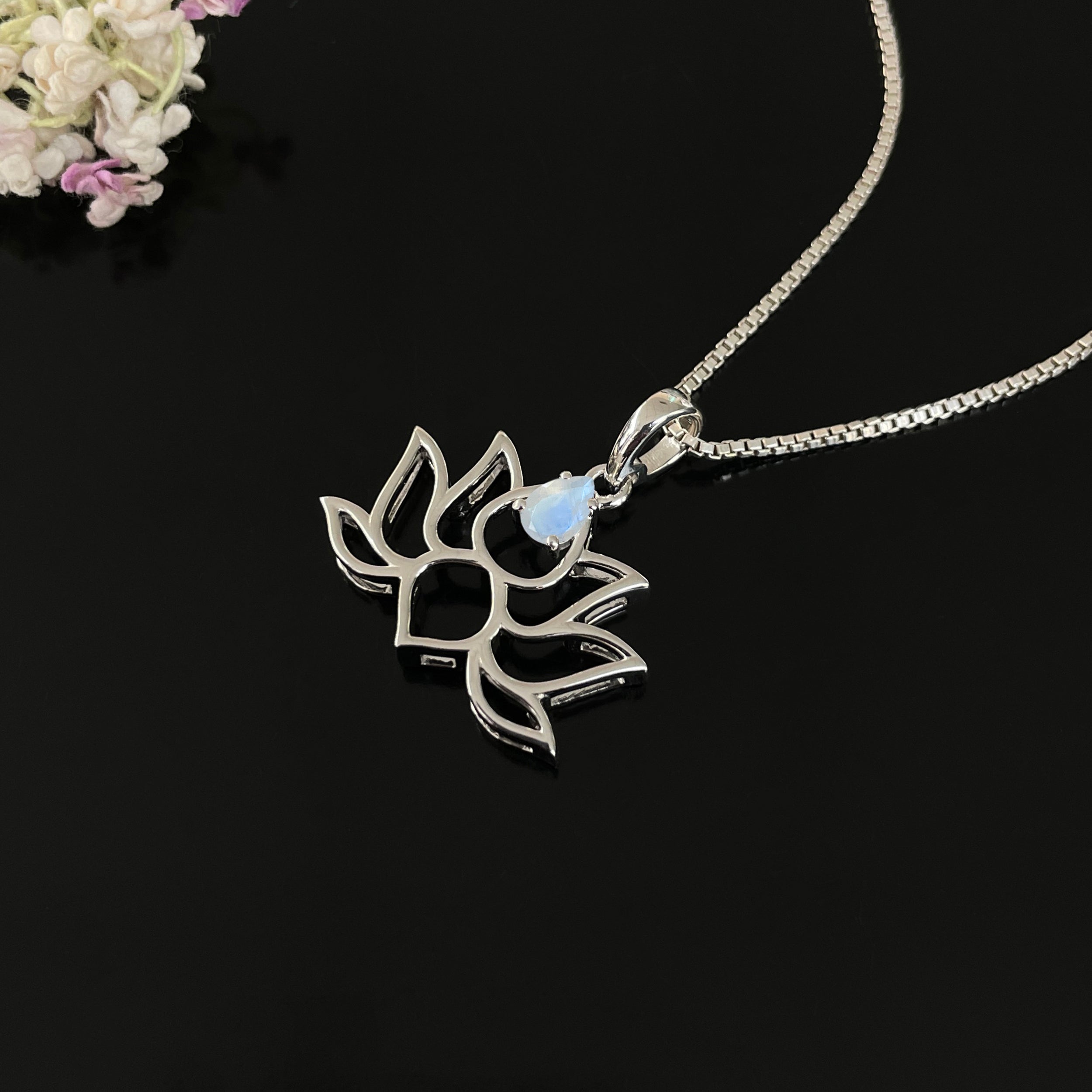Moonstone Lotus Pendant-(RBM-SN-156.)