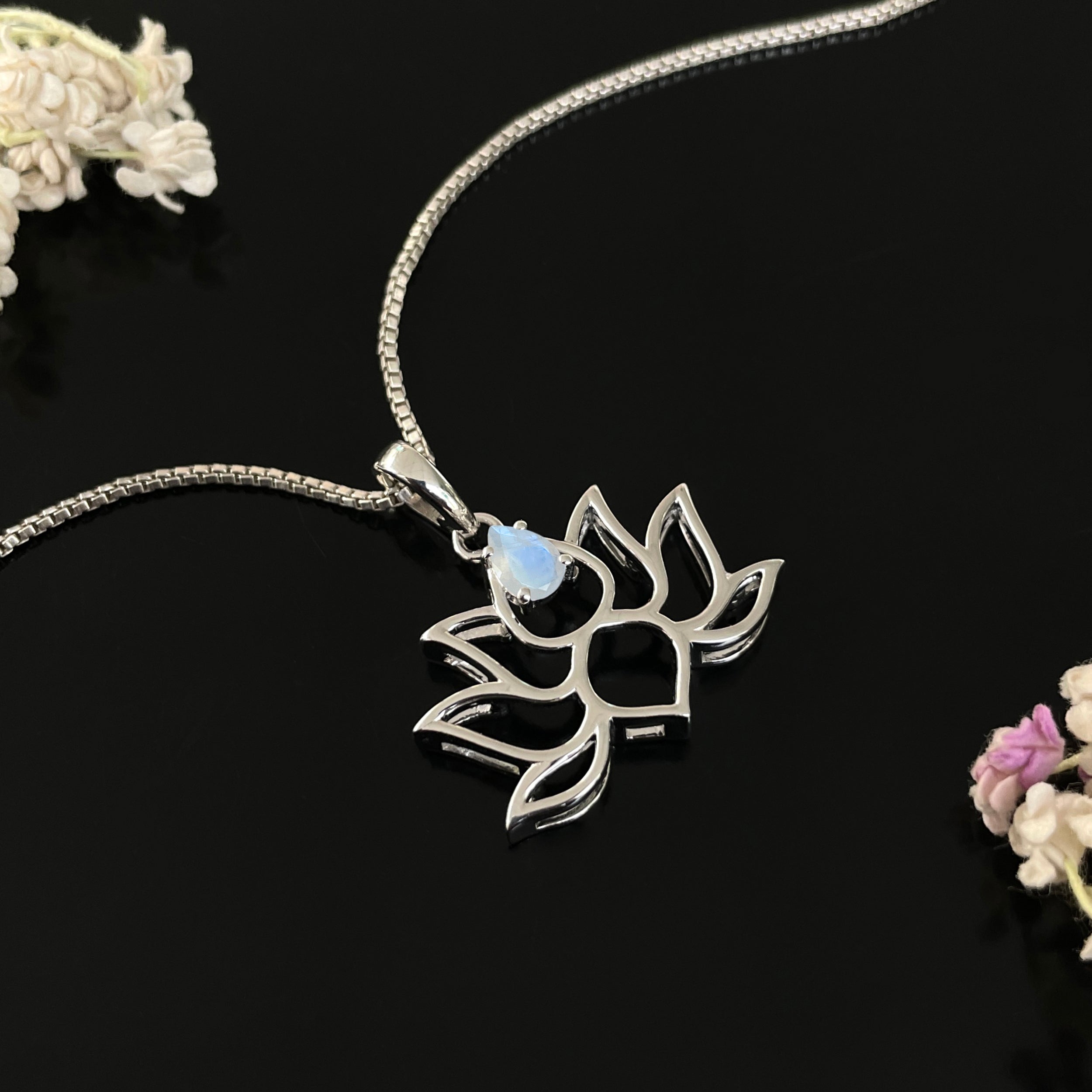 Moonstone Lotus Pendant-(RBM-SN-156.)