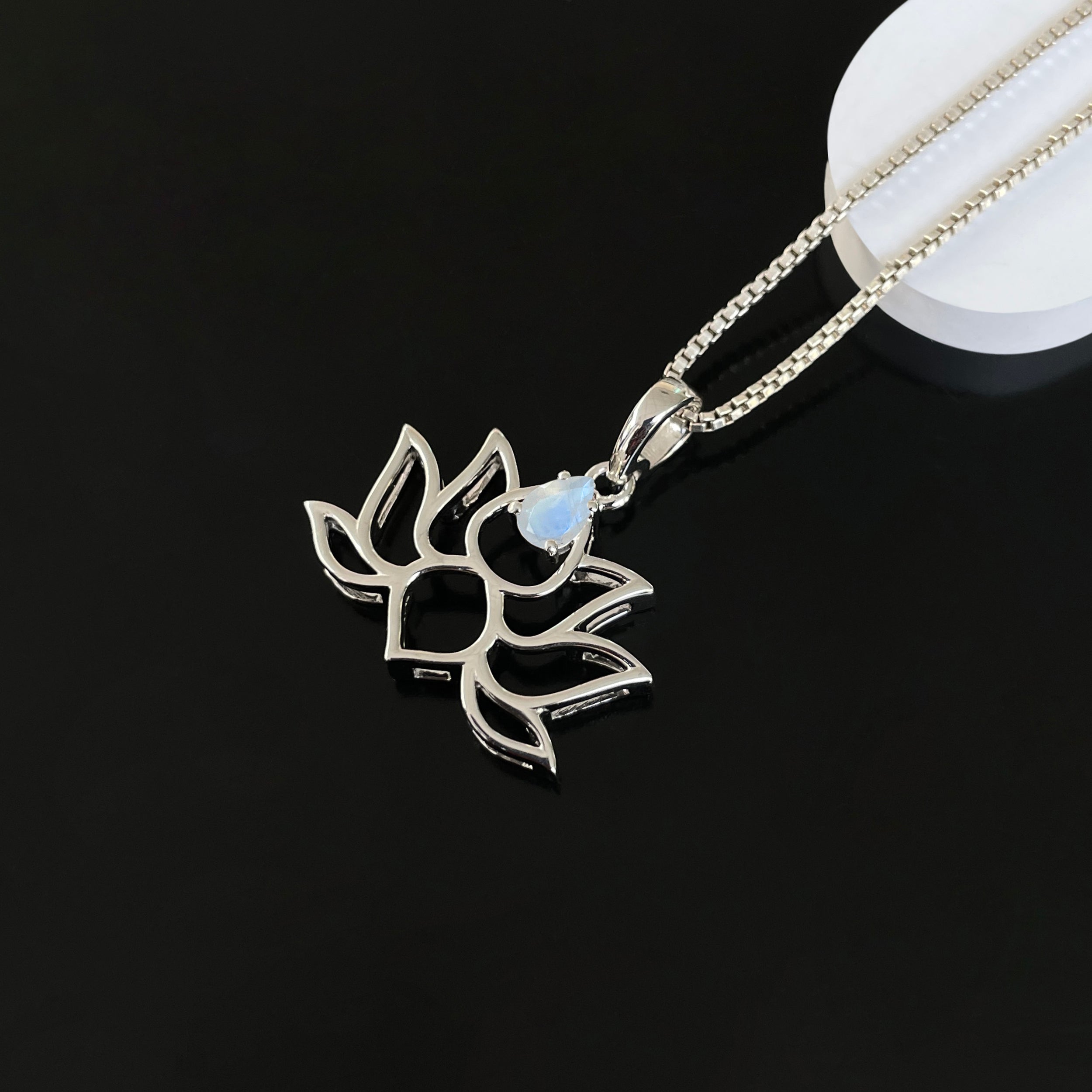 Moonstone Lotus Pendant-(RBM-SN-156.)