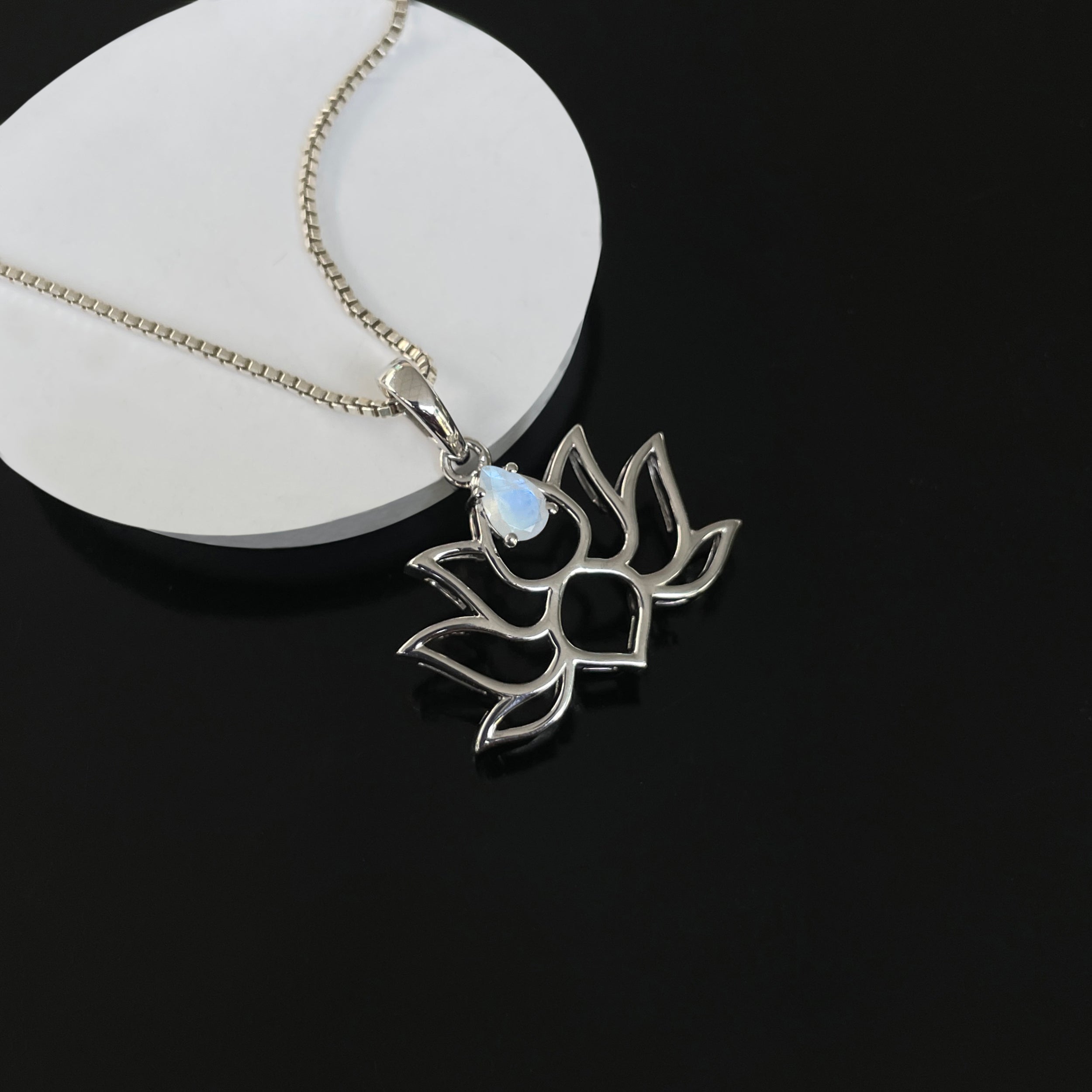 Moonstone Lotus Pendant-(RBM-SN-156.)