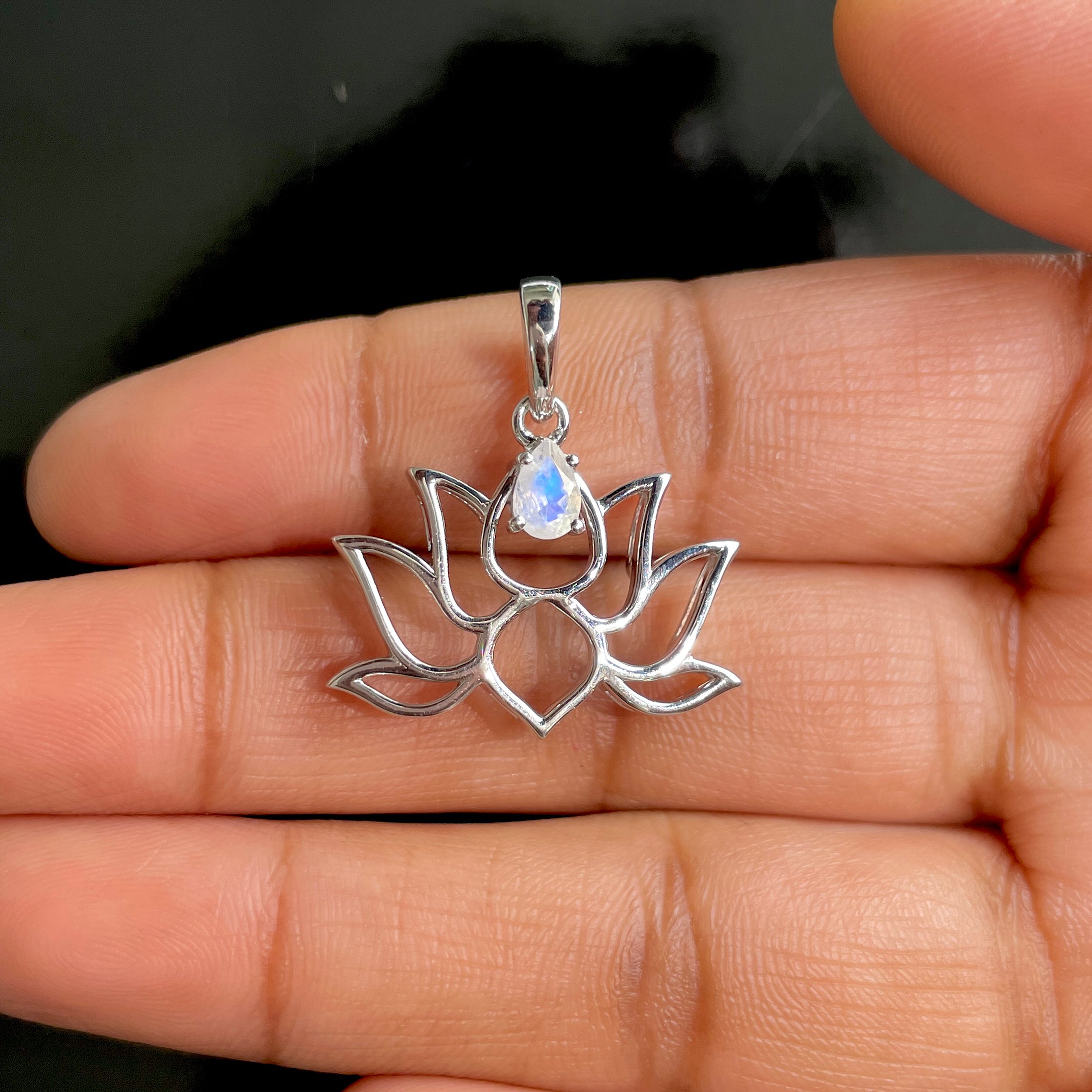 Moonstone Lotus Pendant-(RBM-SN-156.)