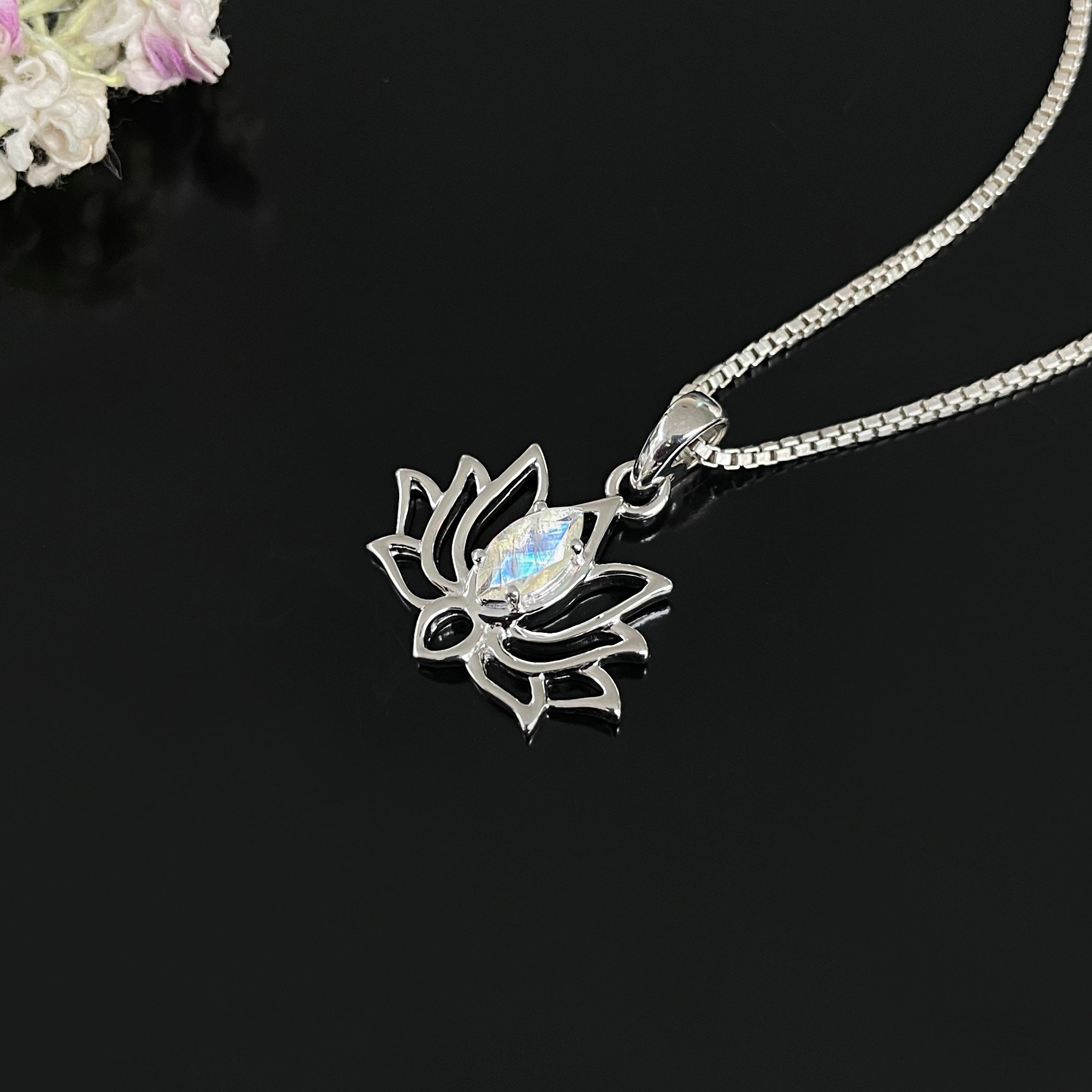 Moonstone Lotus Pendant-(RBM-SN-166.)