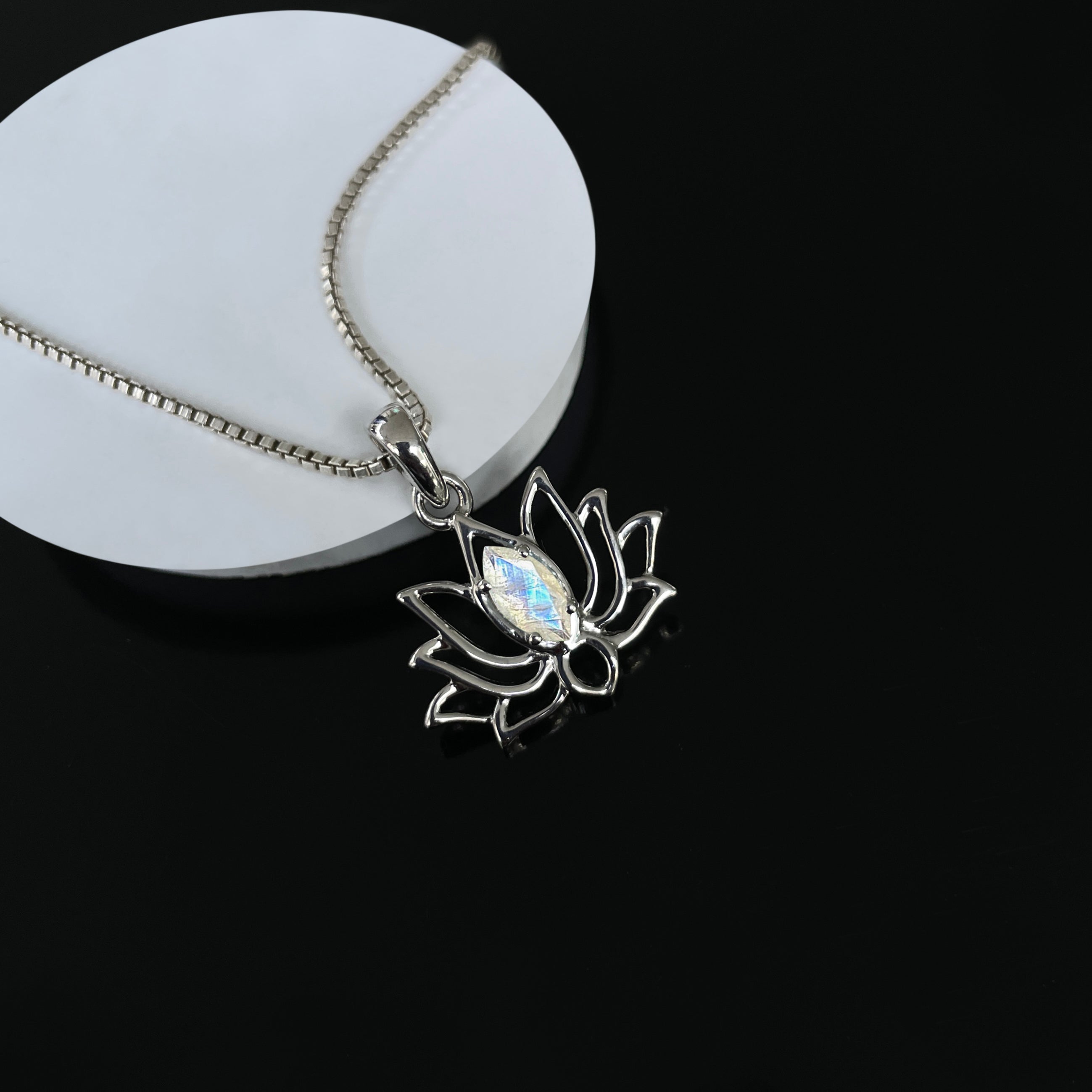 Moonstone Lotus Pendant-(RBM-SN-166.)