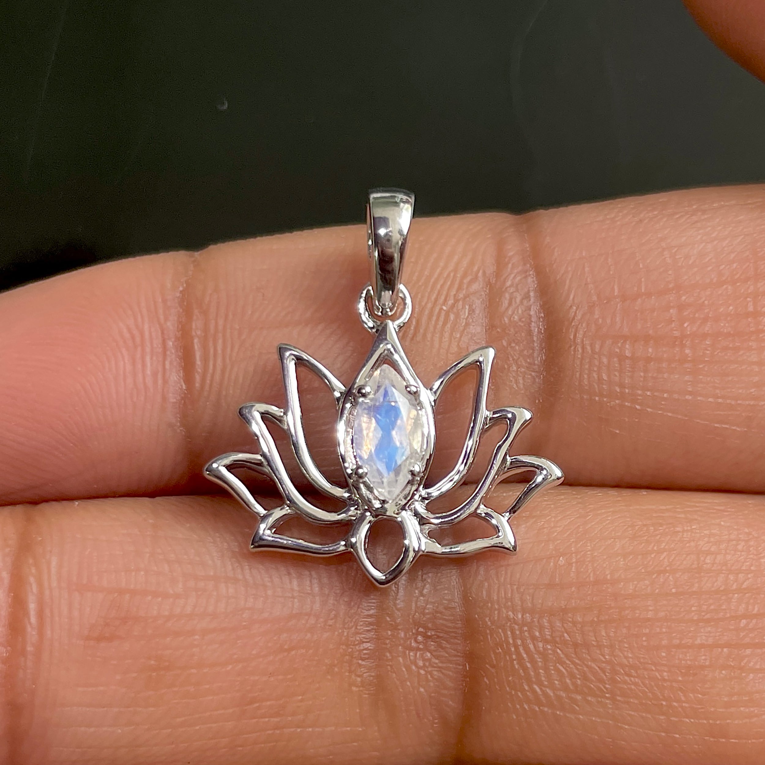 Moonstone Lotus Pendant-(RBM-SN-166.)