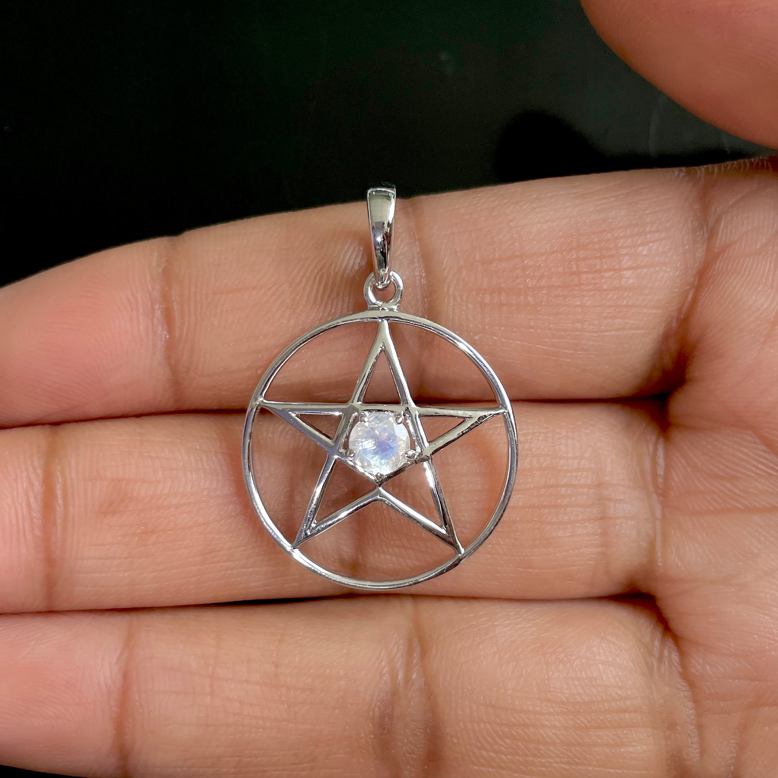 Moonstone Pentacle Pendant-(RBM-SN-171.)