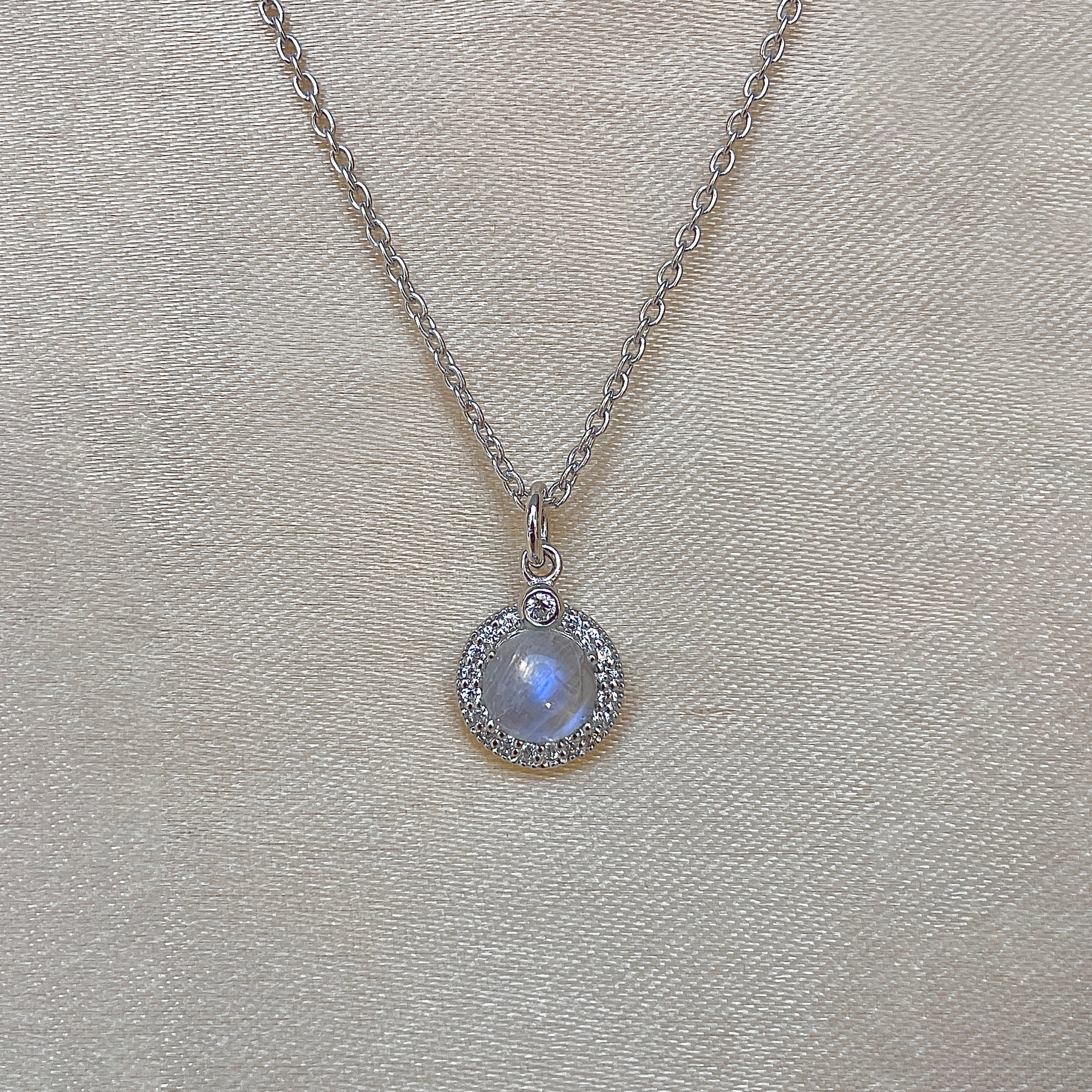 Moonstone & White Topaz Necklace-(RBM-RDN-72.)