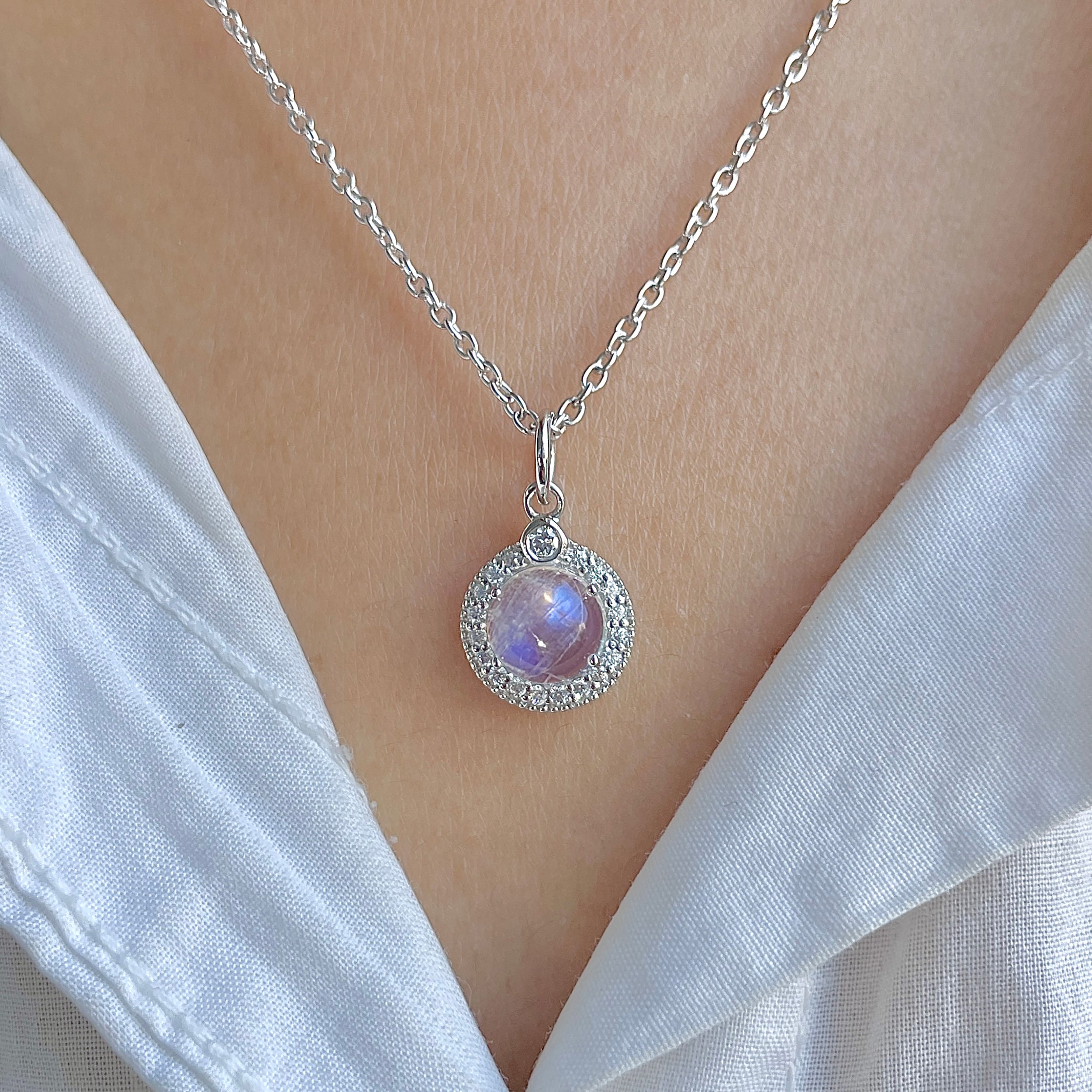 Moonstone & White Topaz Necklace-(RBM-RDN-72.)