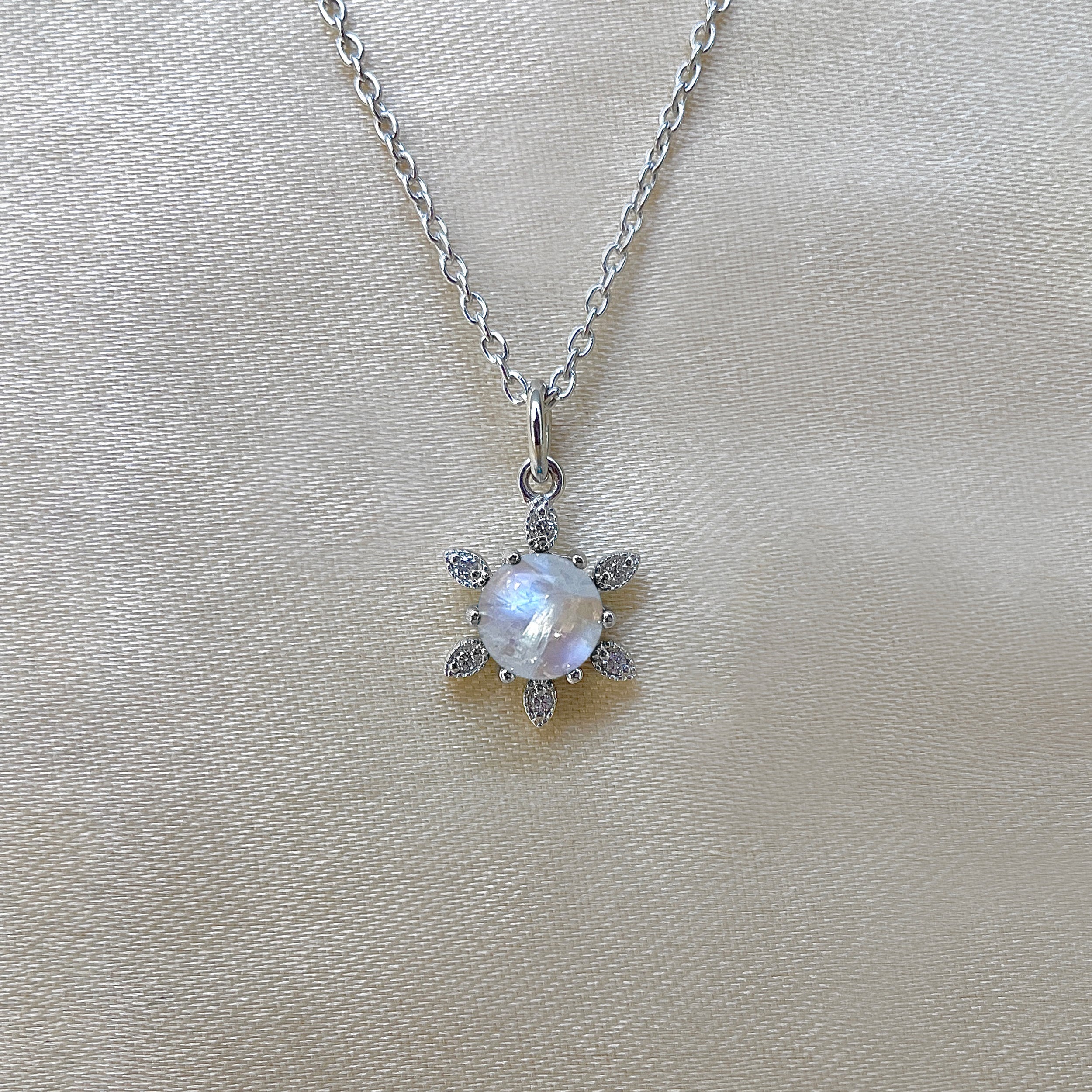 Moonstone & White Topaz Necklace-(RBM-RDN-75.)