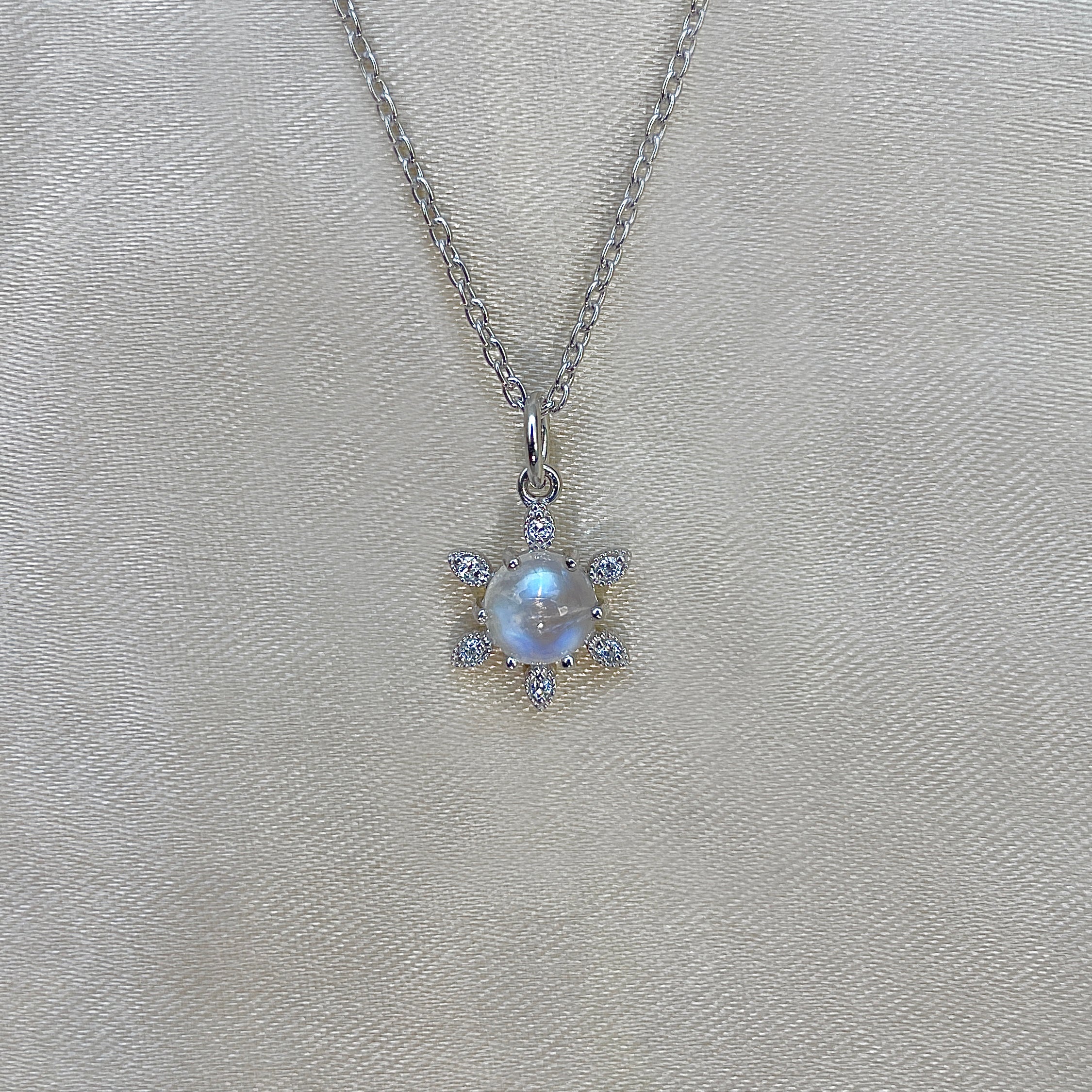 Moonstone & White Topaz Necklace-(RBM-SN-75.)
