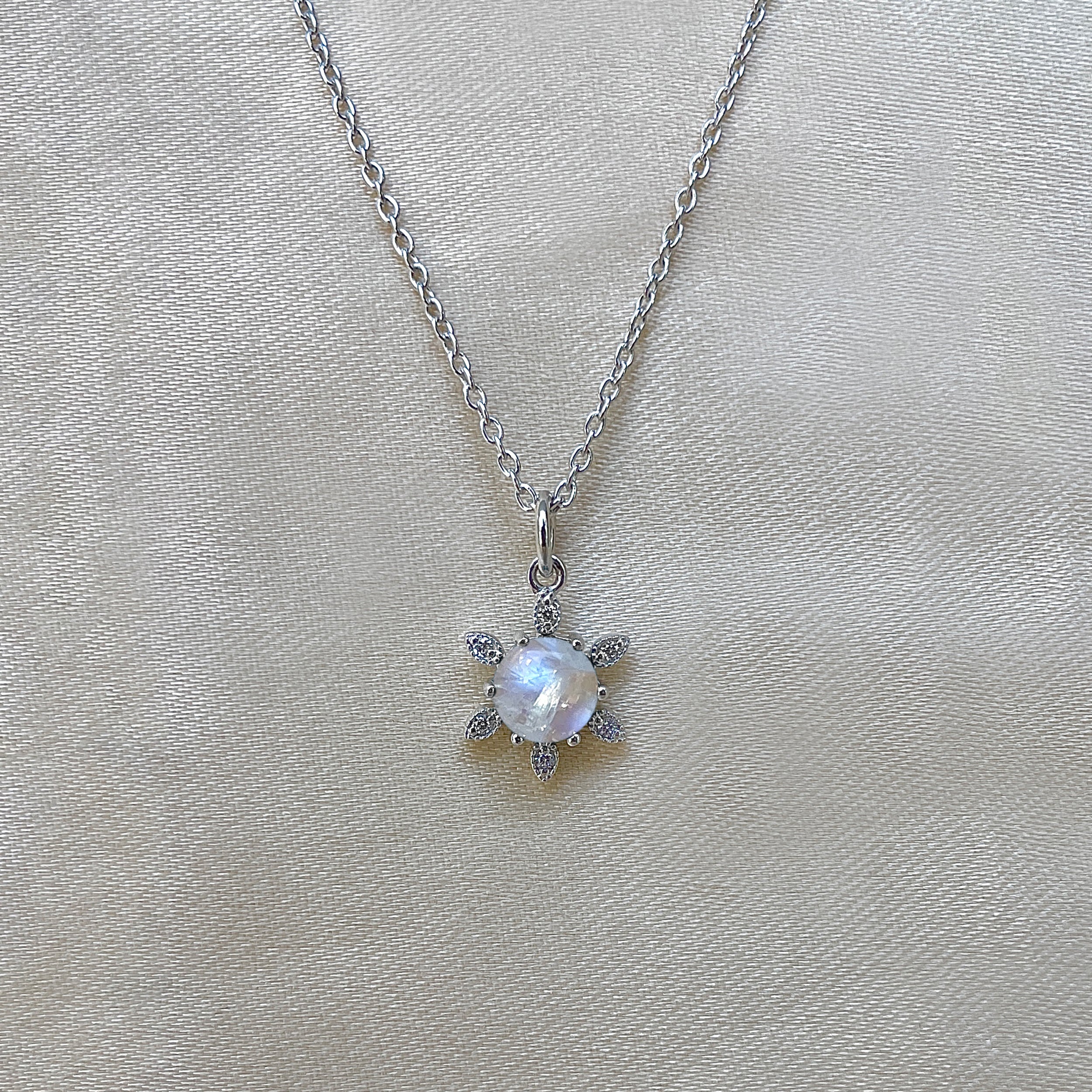 Moonstone & White Topaz Necklace-(RBM-RDN-75.)