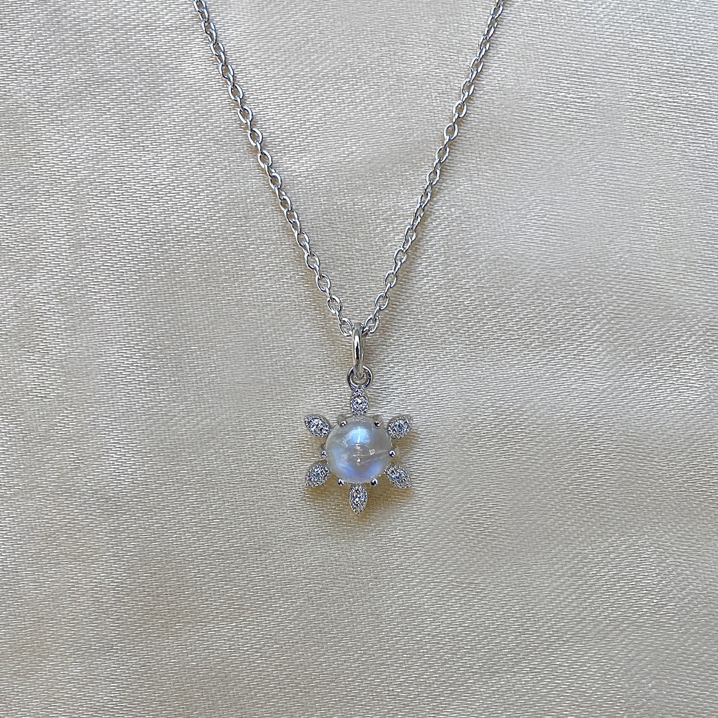 Moonstone & White Topaz Necklace-(RBM-SN-75.)