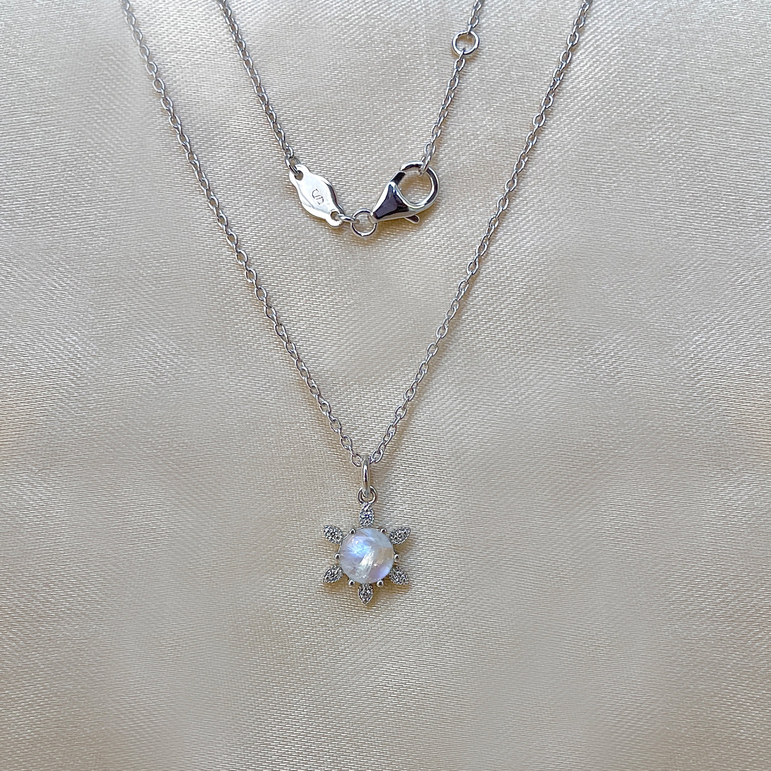 Moonstone & White Topaz Necklace-(RBM-RDN-75.)